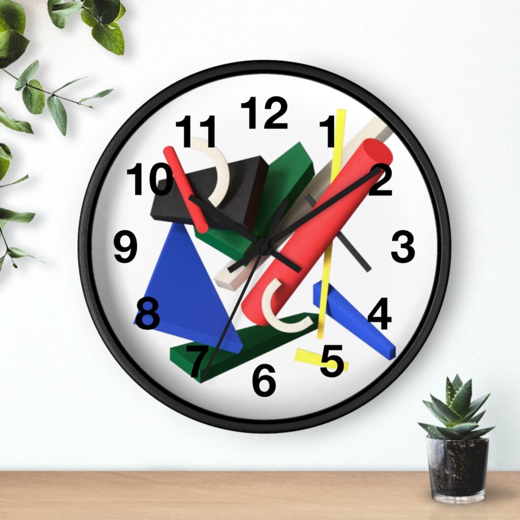 Abstract Geometric Wall Clock — Modern Colorful Desk Clock with Bold Shapes