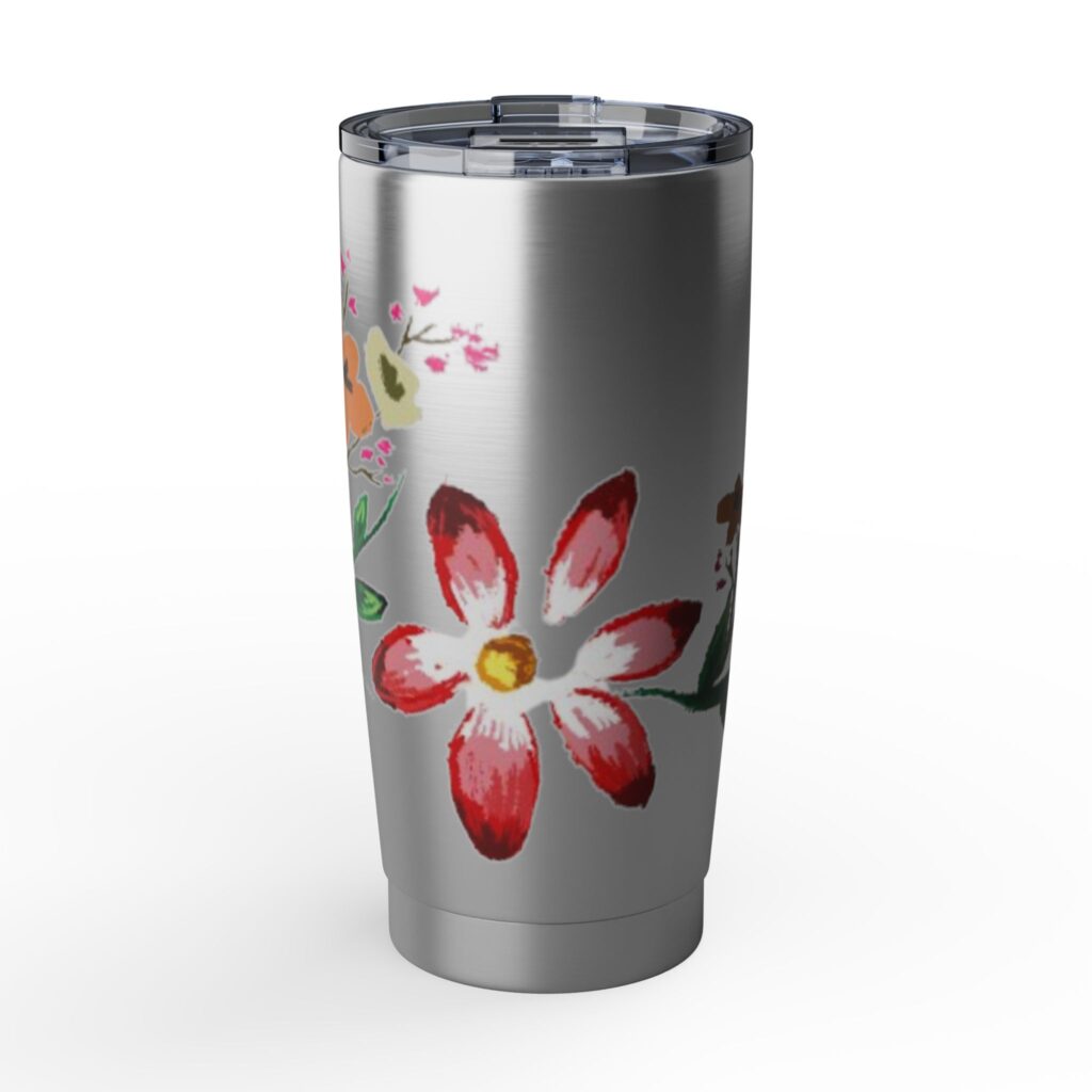 Floral Vagabond 20oz Tumbler – Hand-Painted Flower Travel Cup