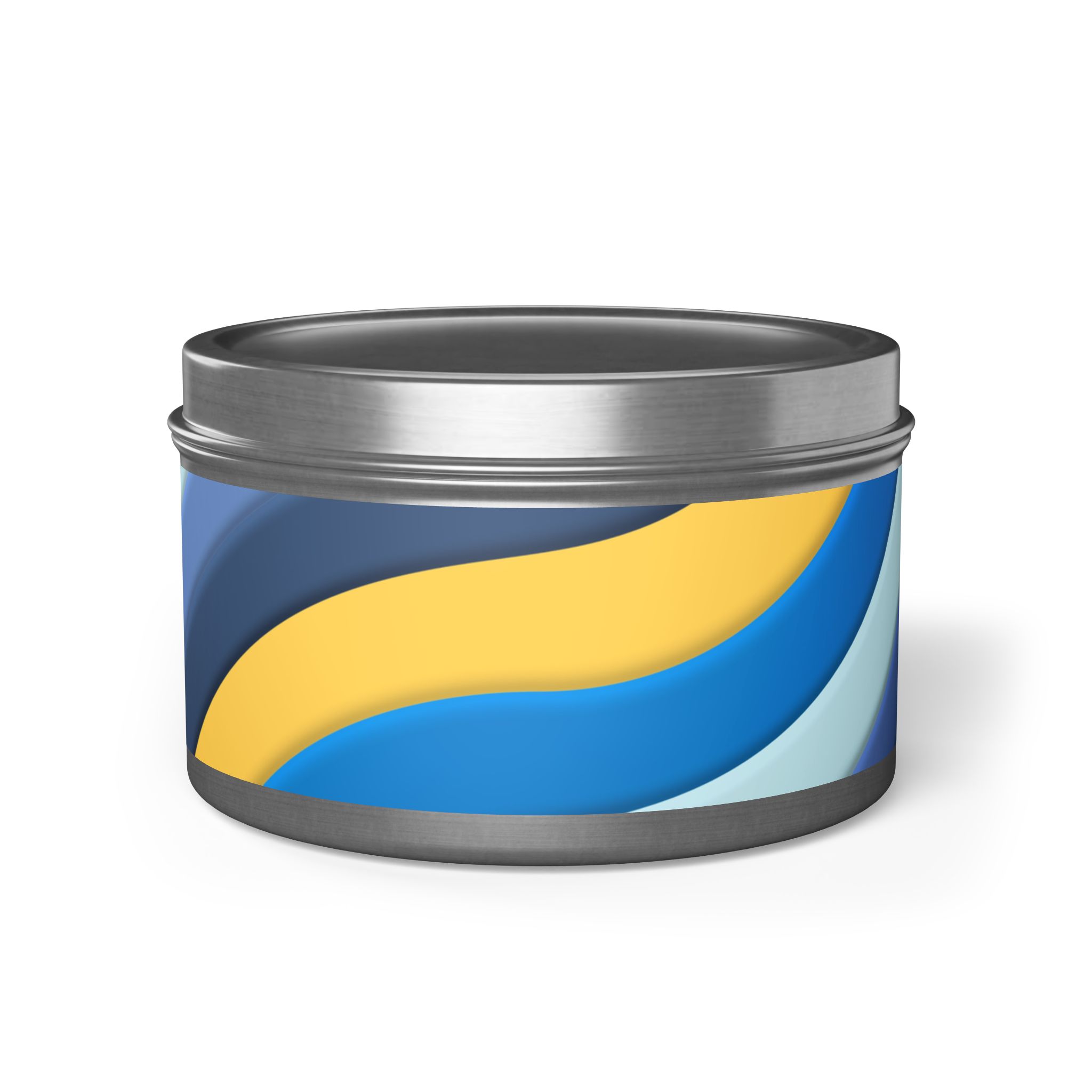 Blue & Gold Wave Tin Candle — Coastal Scented Soy Candle in Travel Tin - Image 56