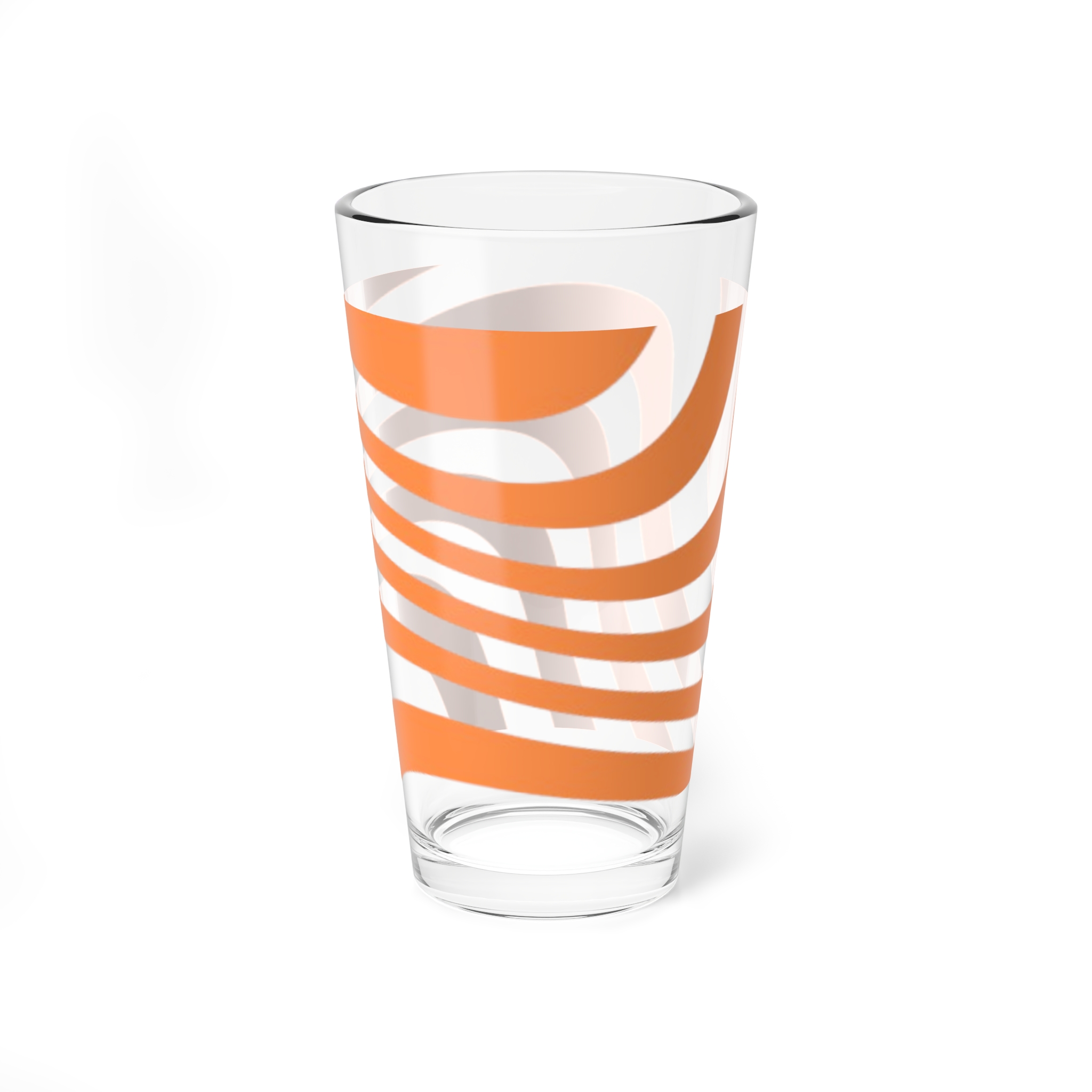 16oz Orange Wave Mixing Glass — Modern Striped Cocktail & Bar Glass - Image 5