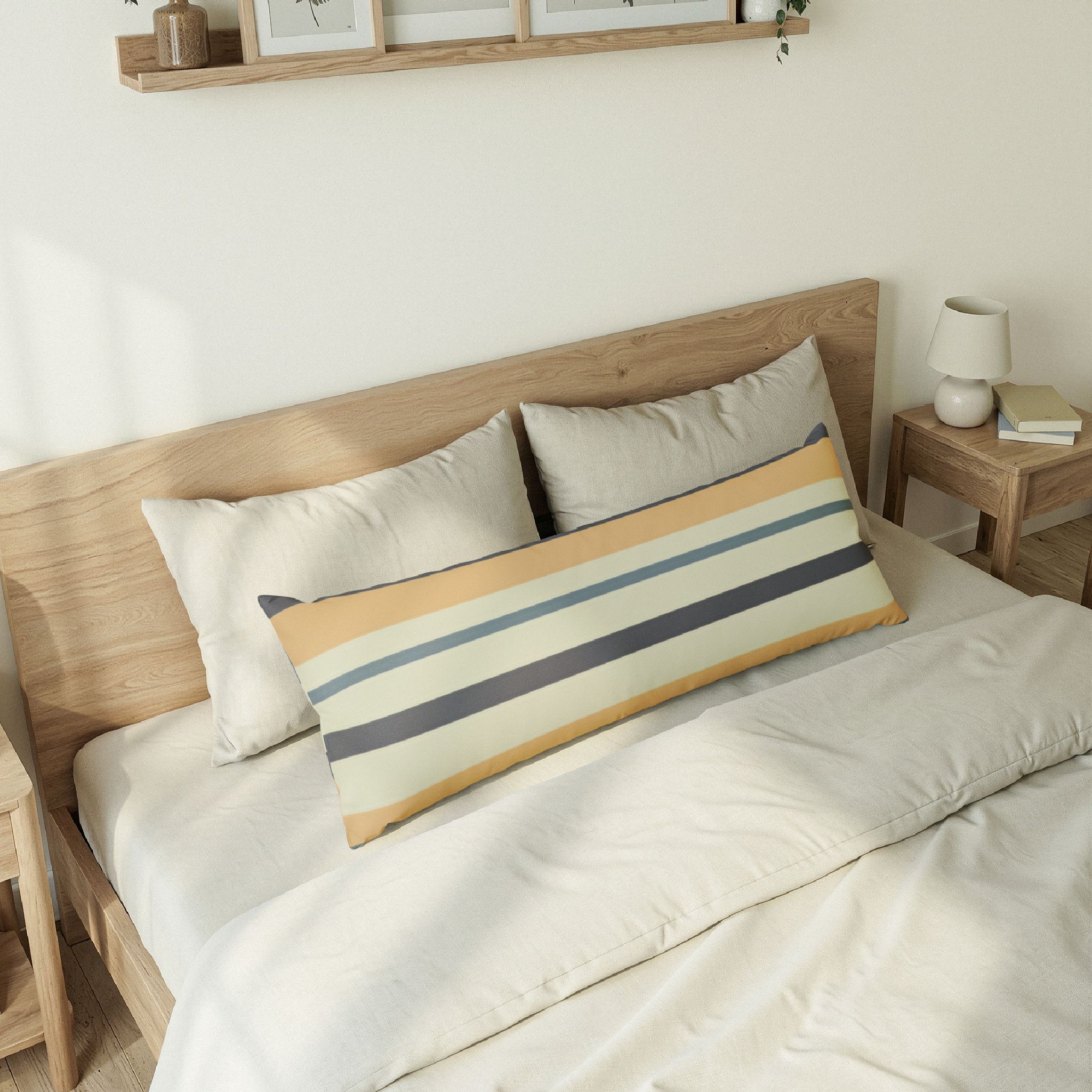 Striped Body Pillow – Coastal Neutral Long Cushion