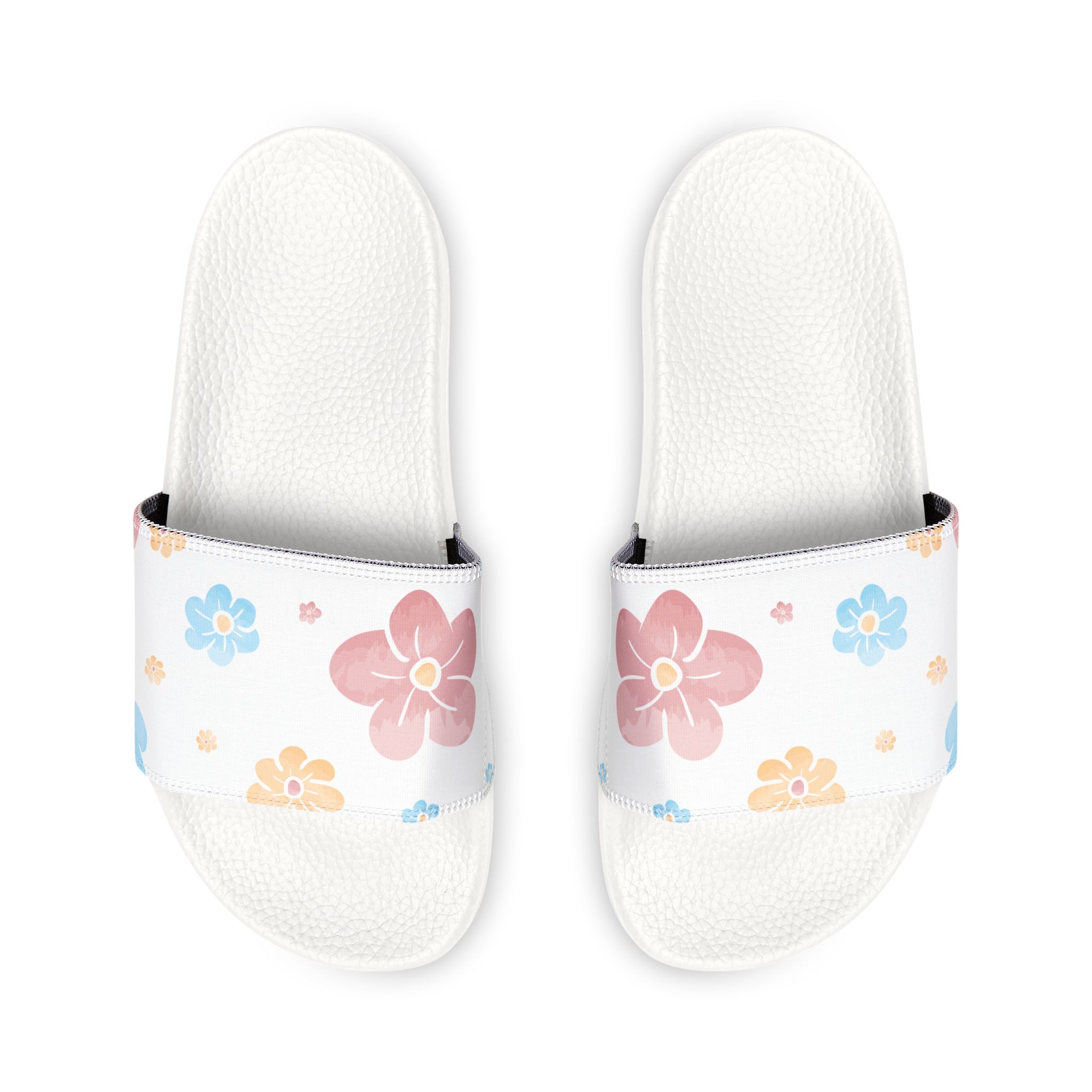 Floral Slide Sandals – Women's White Removable-Strap Pool Slides - Image 7