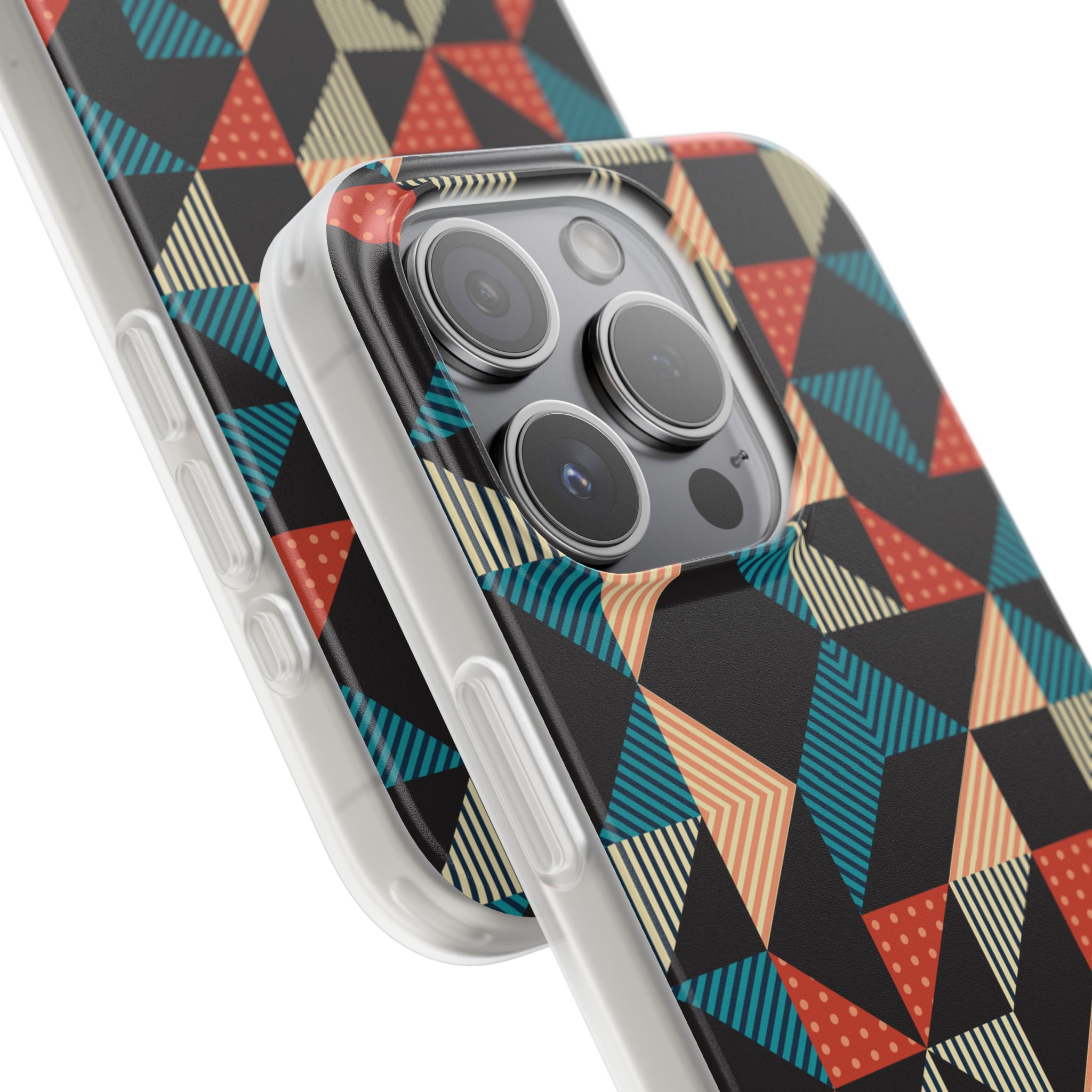 Geometric Retro Triangle Phone Case — Colorful Mid-Century Pattern Flexi Case - Image 73