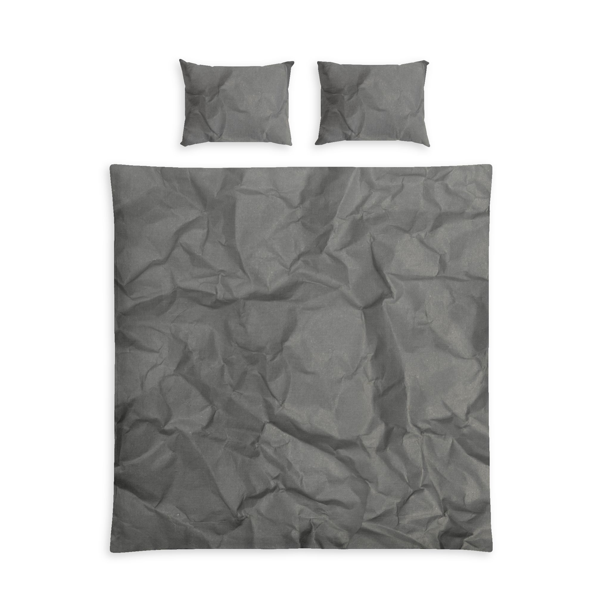 Wrinkled Charcoal Cotton Duvet Set — Modern Minimal Bedding - Image 3