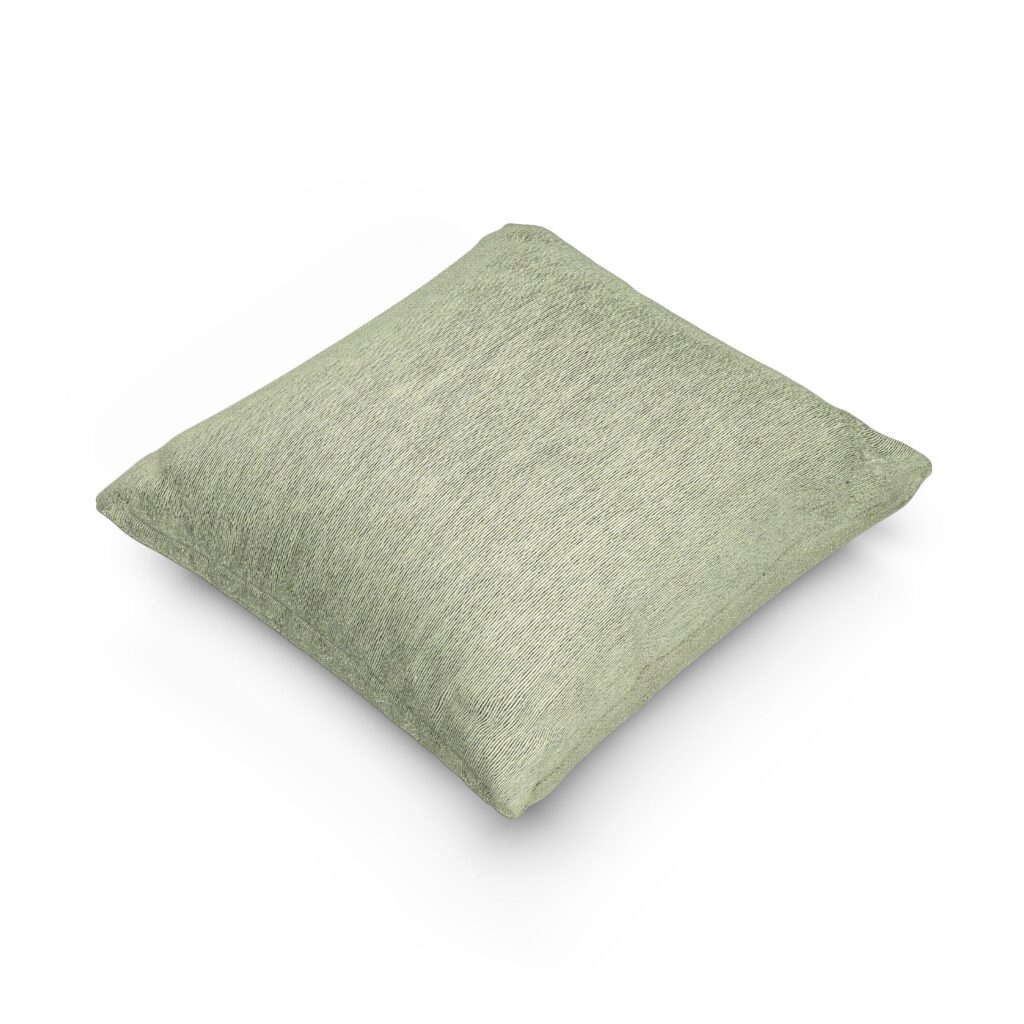 Textured Sage Woven Pillow — Decorative Throw Cushion