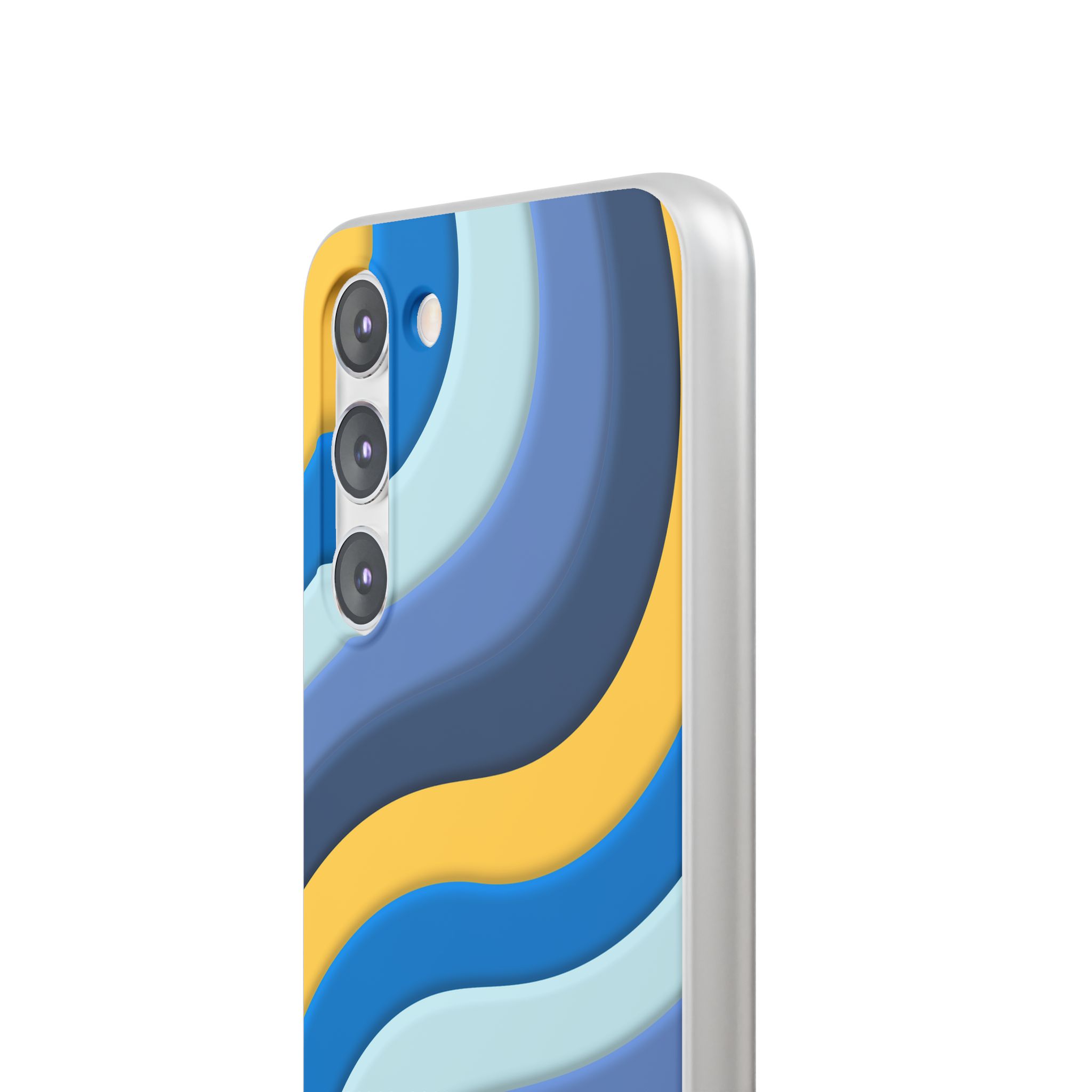 Retro Blue & Yellow Abstract Flexi Case— Wave Pattern Phone Case - Image 48