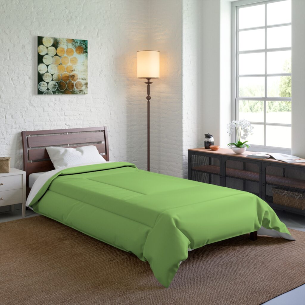 Green Solid Comforter - Lightweight Reversible Bed Blanket