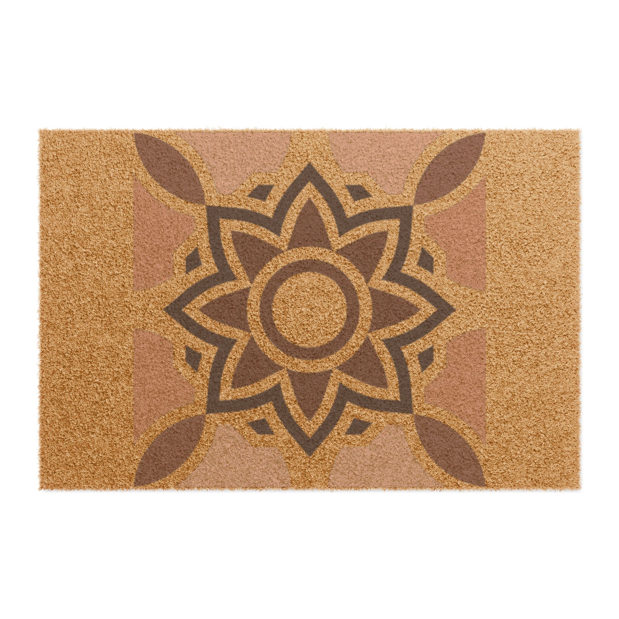 Boho Floral Coir Doormat – Rustic Sunburst Entry Mat - Image 2