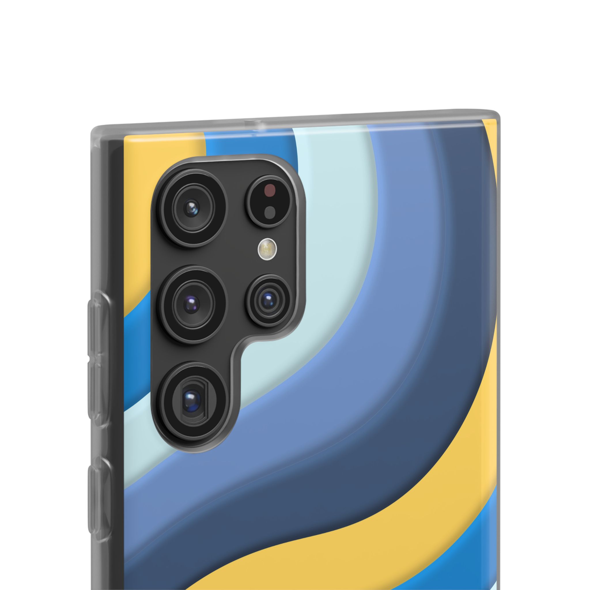 Retro Blue & Yellow Abstract Flexi Case— Wave Pattern Phone Case - Image 31