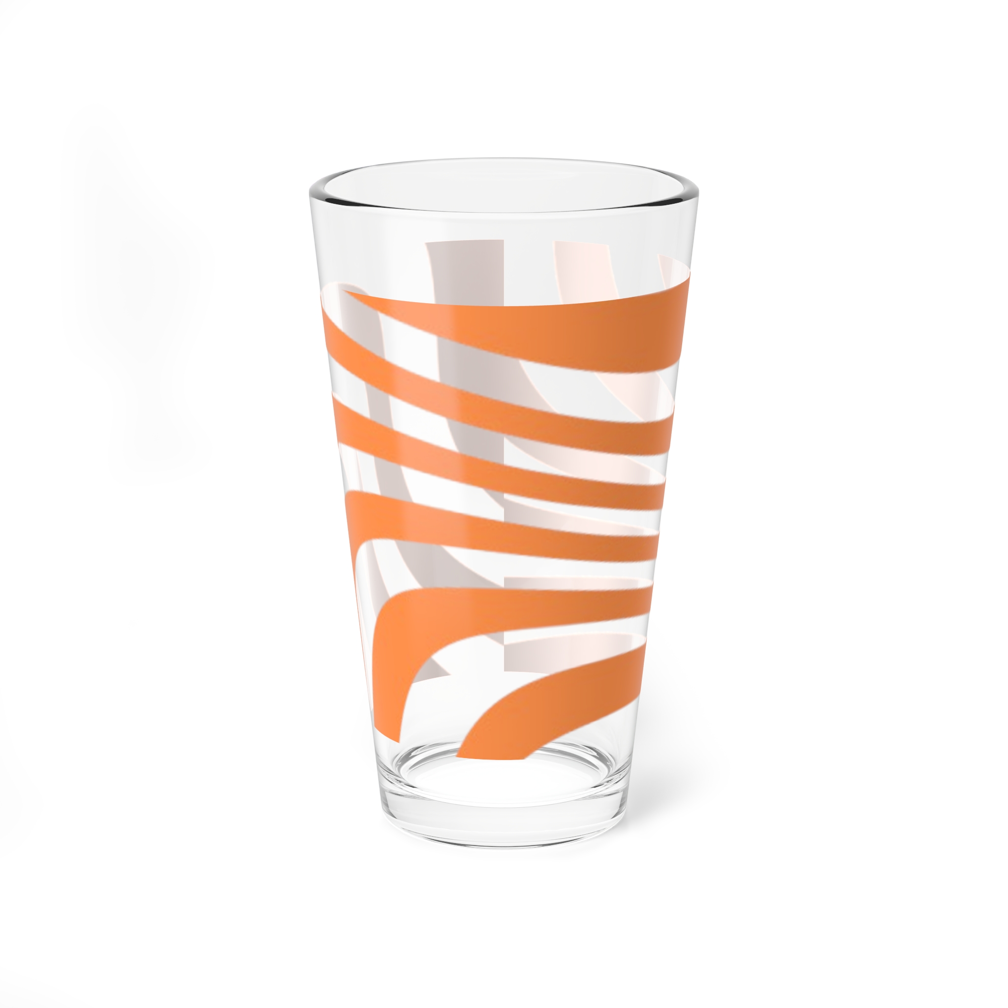16oz Orange Wave Mixing Glass — Modern Striped Cocktail & Bar Glass - Image 2