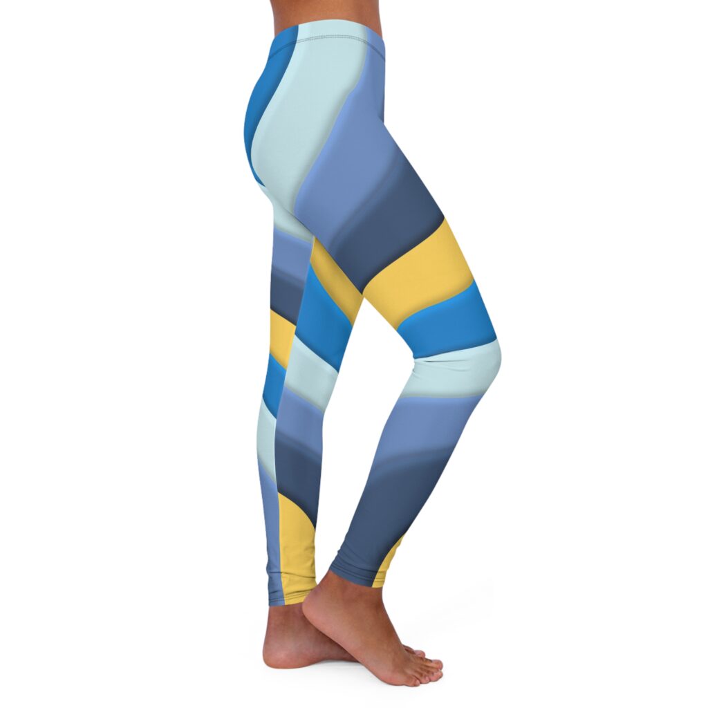 Blue Wave Chevron Leggings — Women's Colorblock Activewear
