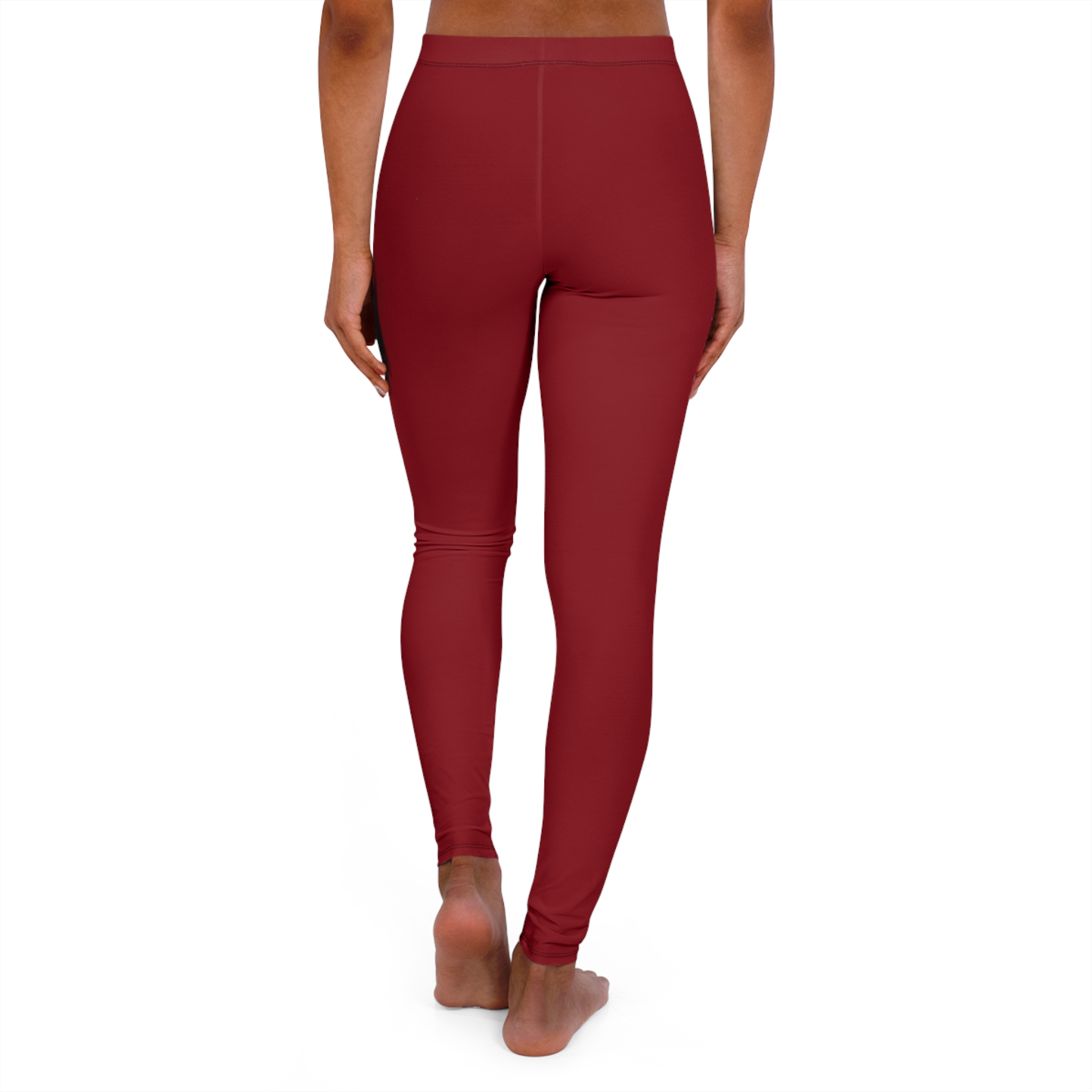 Women's Solid Burgundy Leggings — High-Stretch Casual Yoga Leggings - Image 3