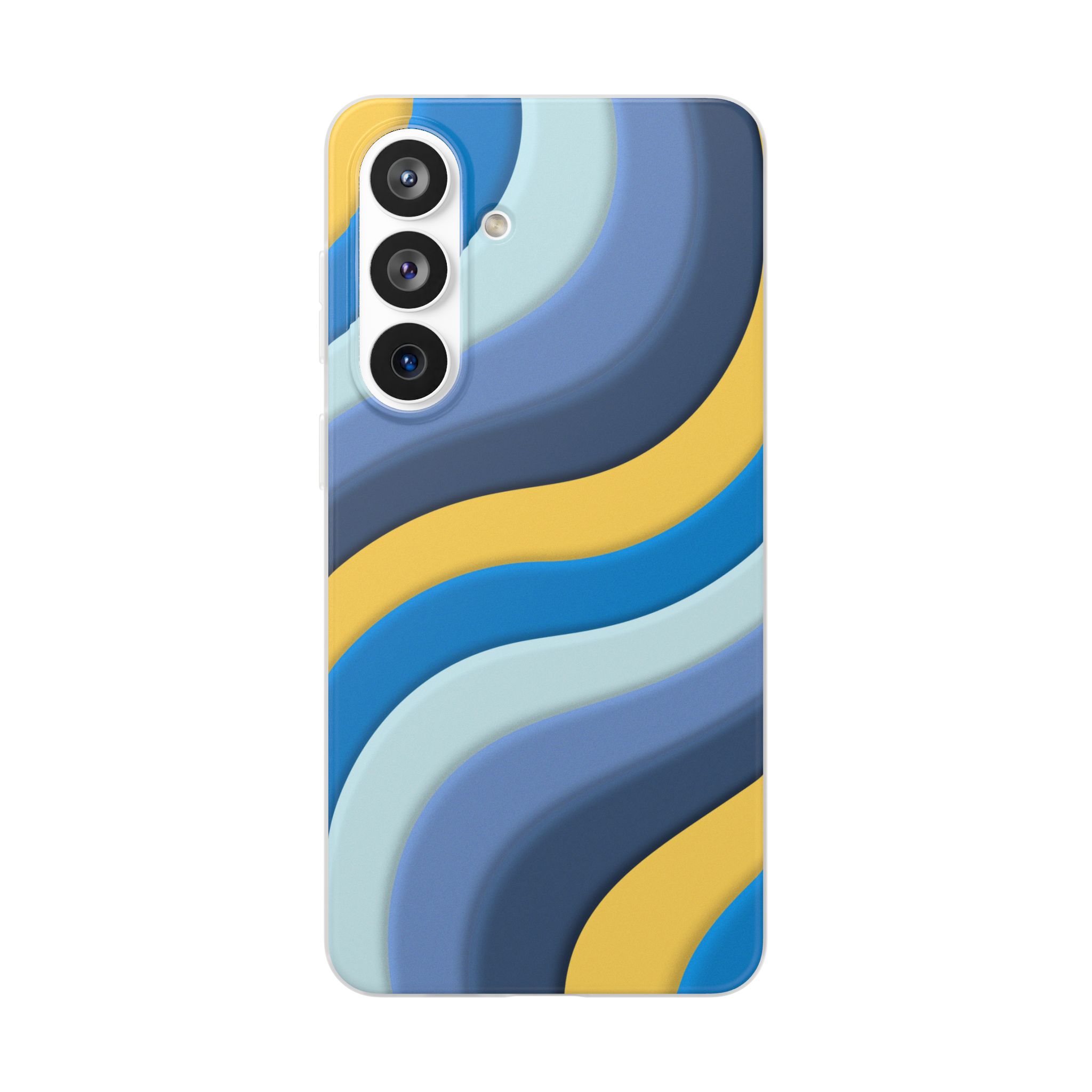 Retro Blue & Yellow Abstract Flexi Case— Wave Pattern Phone Case - Image 109