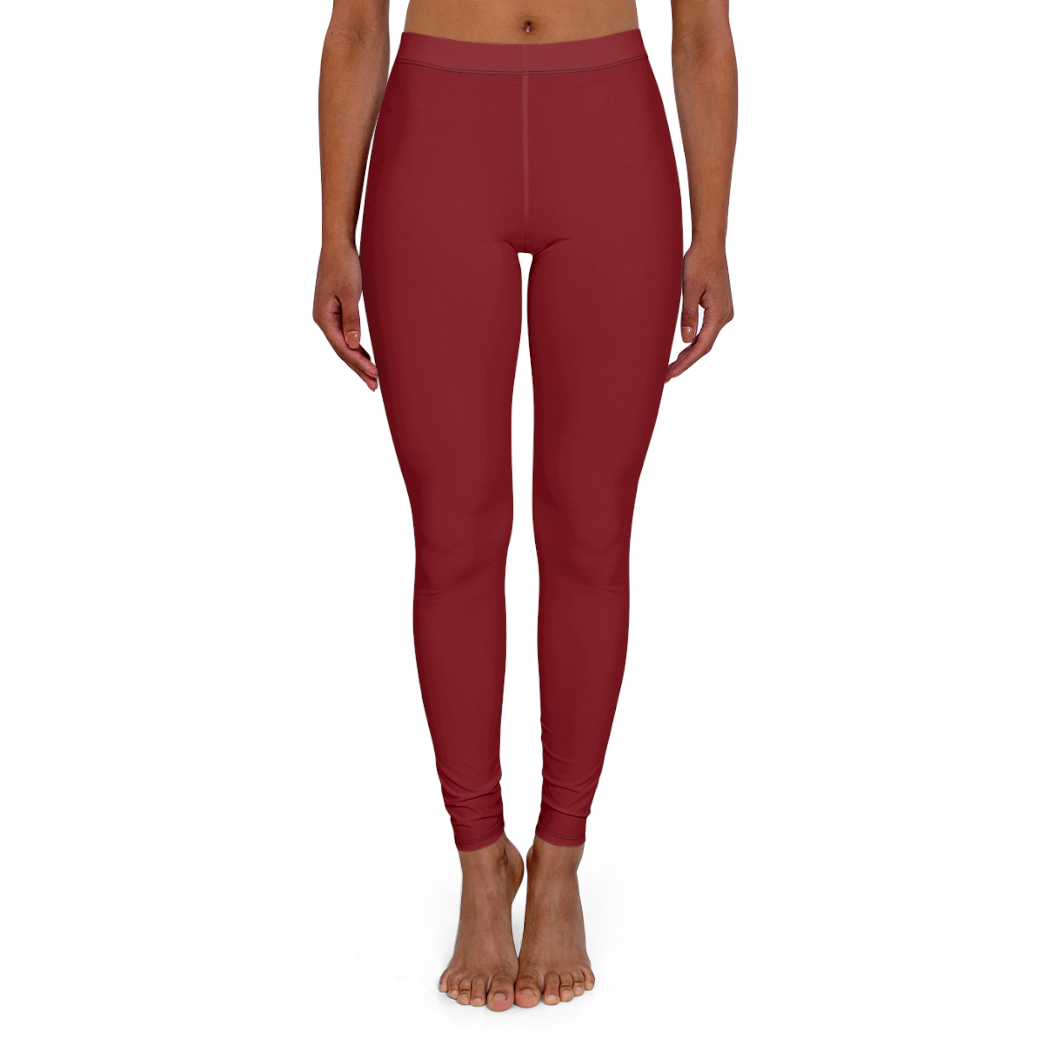 Women's Solid Burgundy Leggings — High-Stretch Casual Yoga Leggings - Image 2