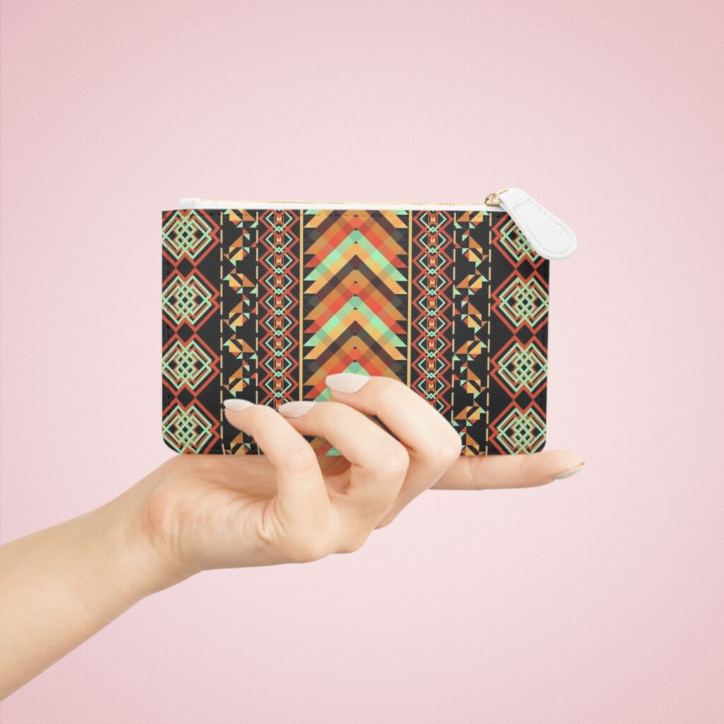 Boho Aztec Mini Clutch Bag — Southwestern Geometric Zip Pouch