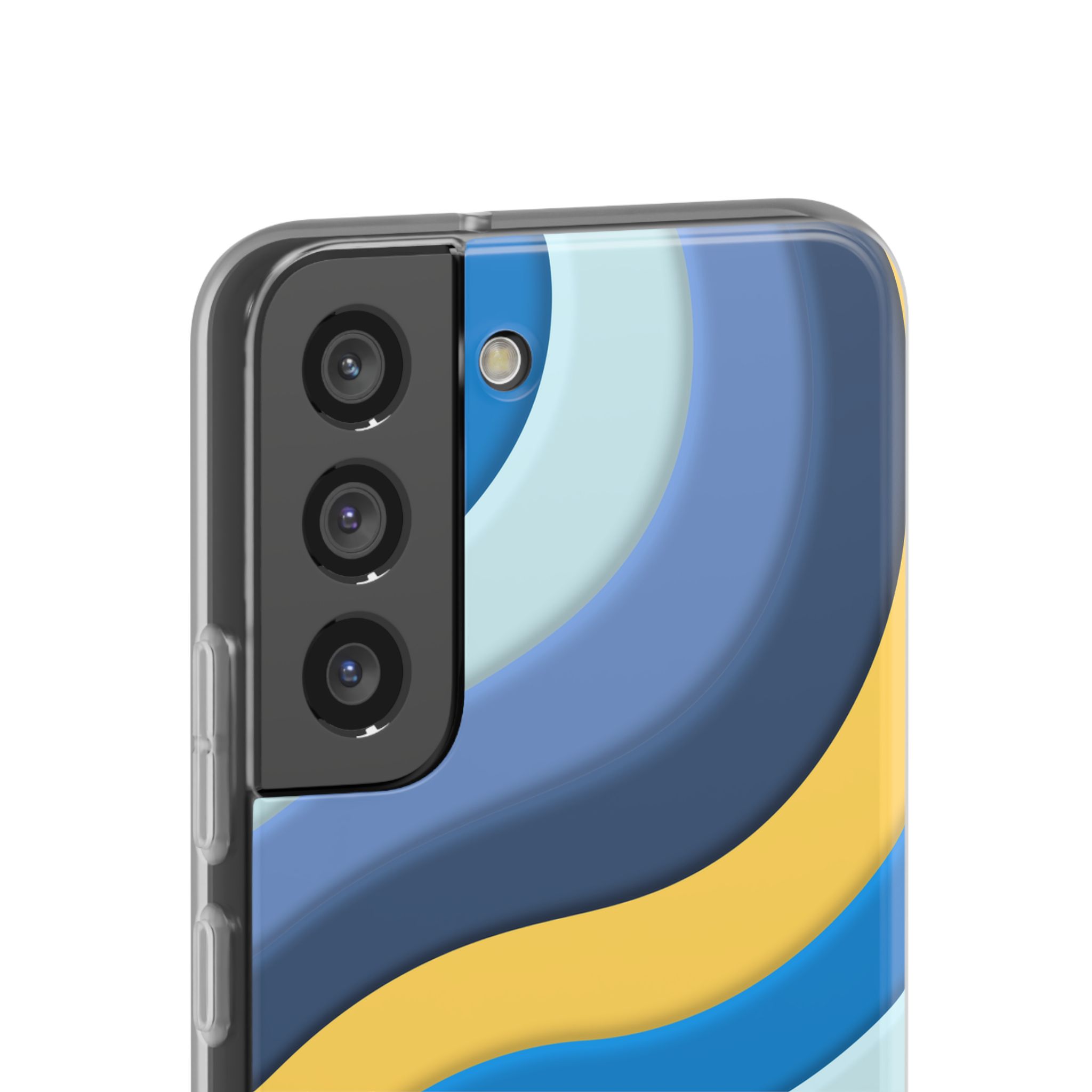 Retro Blue & Yellow Abstract Flexi Case— Wave Pattern Phone Case - Image 23