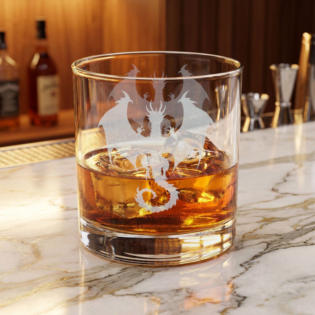 Engraved Sunflower Whiskey Glass — 10.5 oz Personalized Rocks Glass