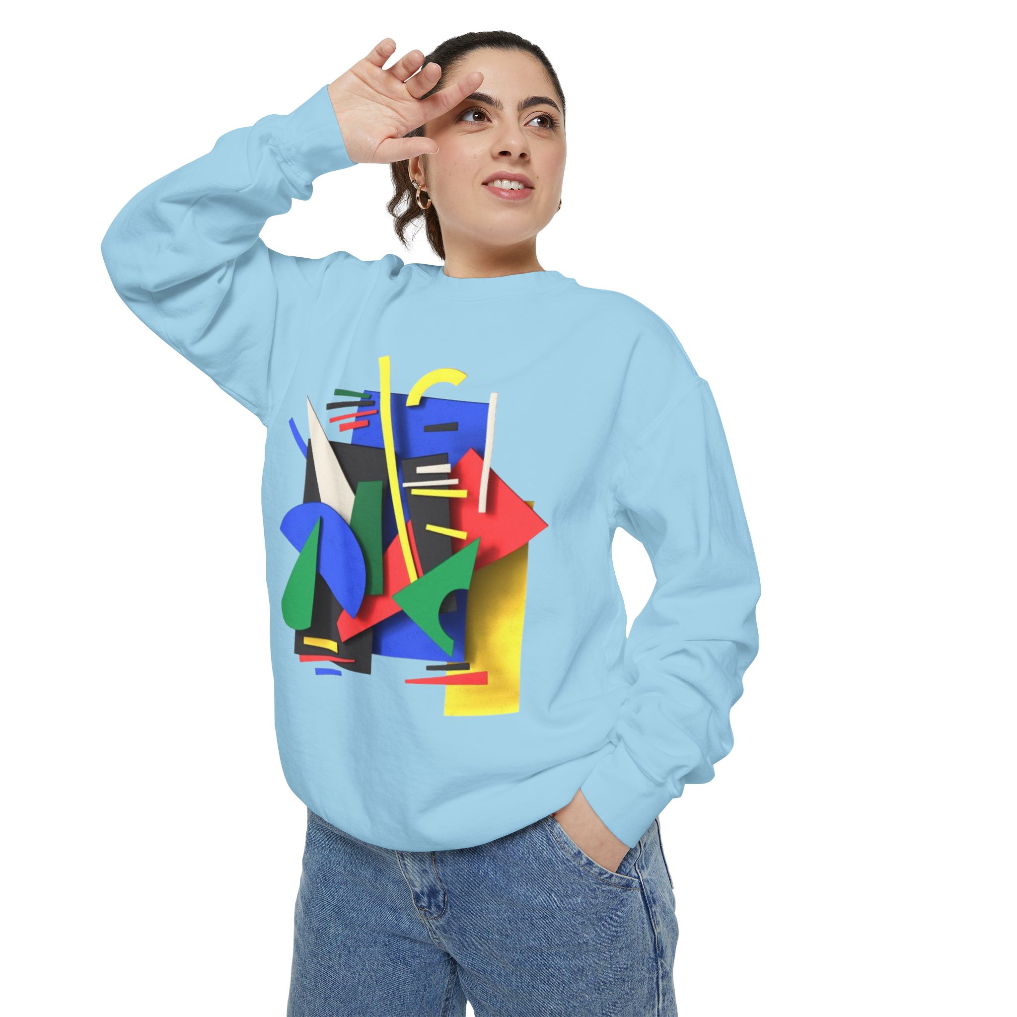 Abstract Geometric Crewneck Sweatshirt — Colorful 80s Retro Art Design - Image 59