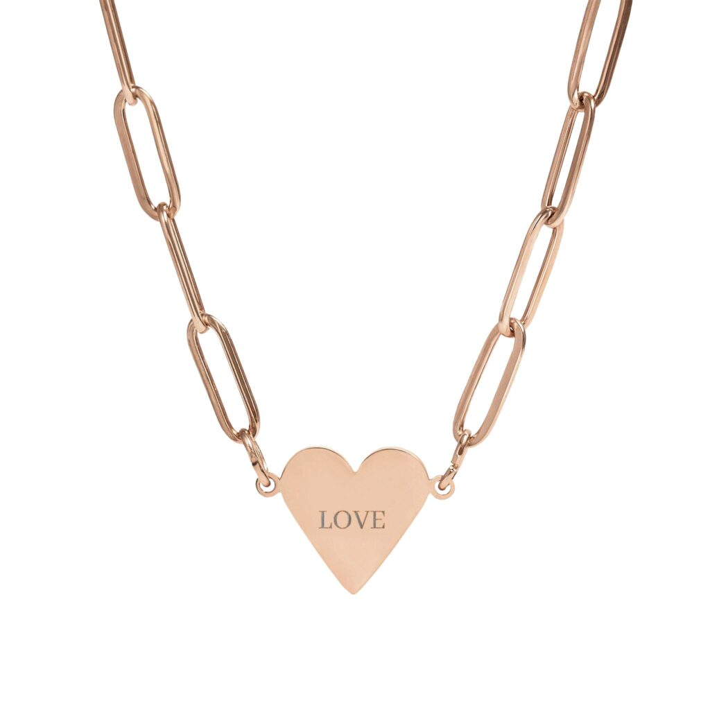 Engravable Paperclip Heart Necklace — Personalized Love Pendant