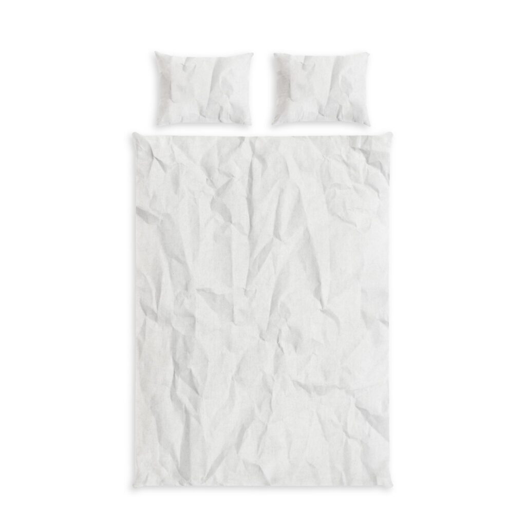 Crisp White Cotton Bed Set – Wrinkled Texture Duvet Cover & Pillowcases