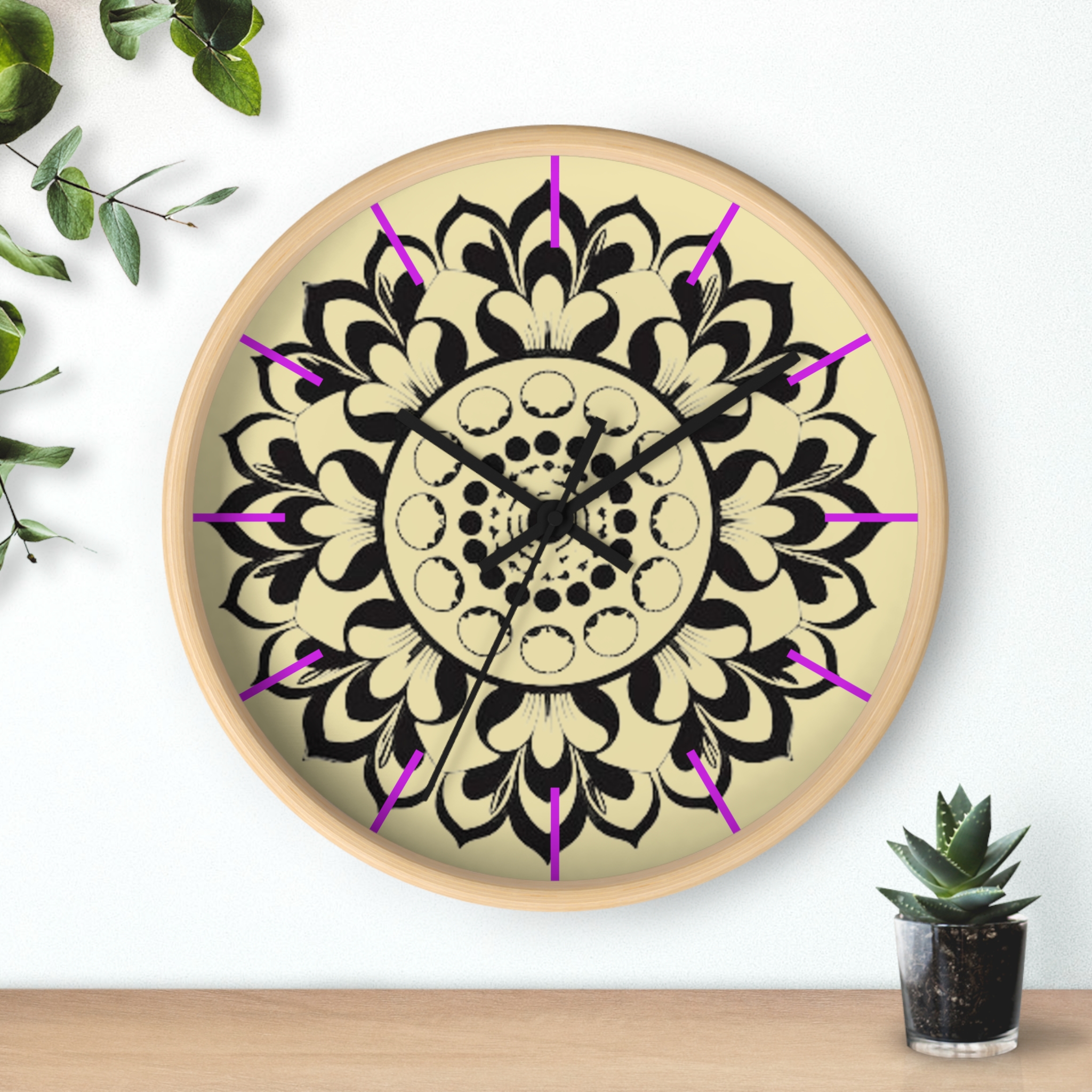 Mandala Moon Phase Wall Clock — Boho Floral Lunar Home Decor - Image 15