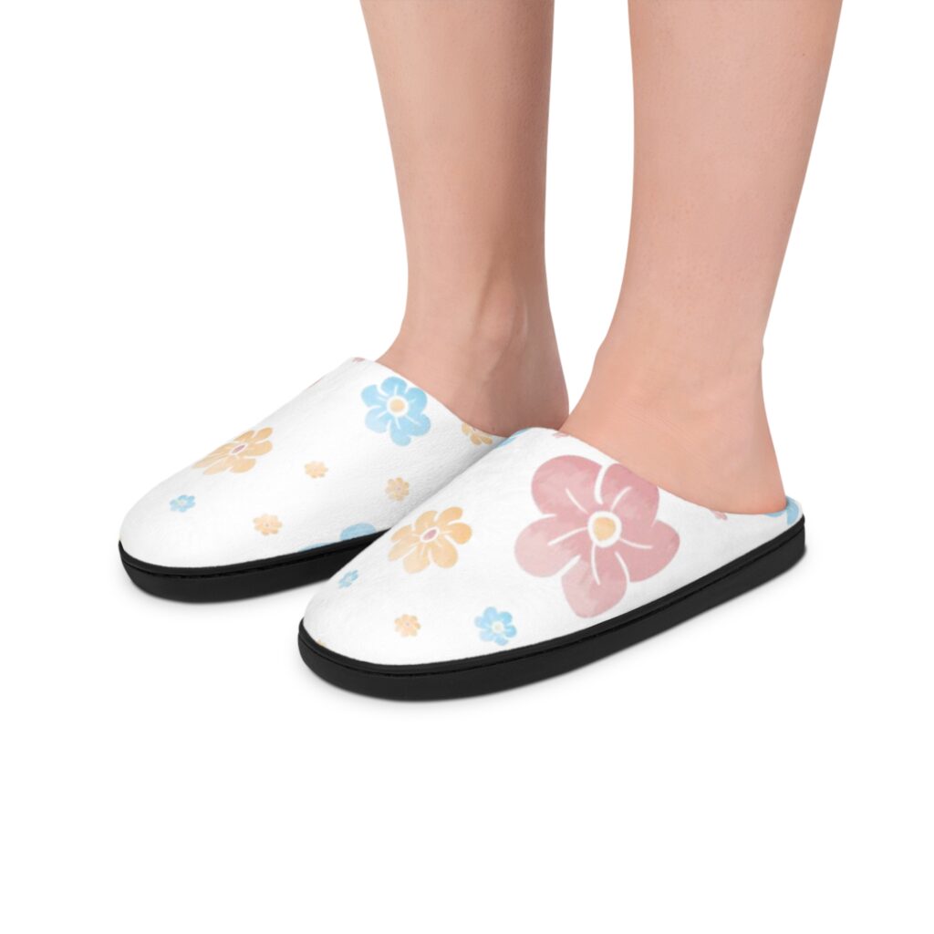 Floral Cozy Slippers – Pastel Flower Indoor Women's House Shoes