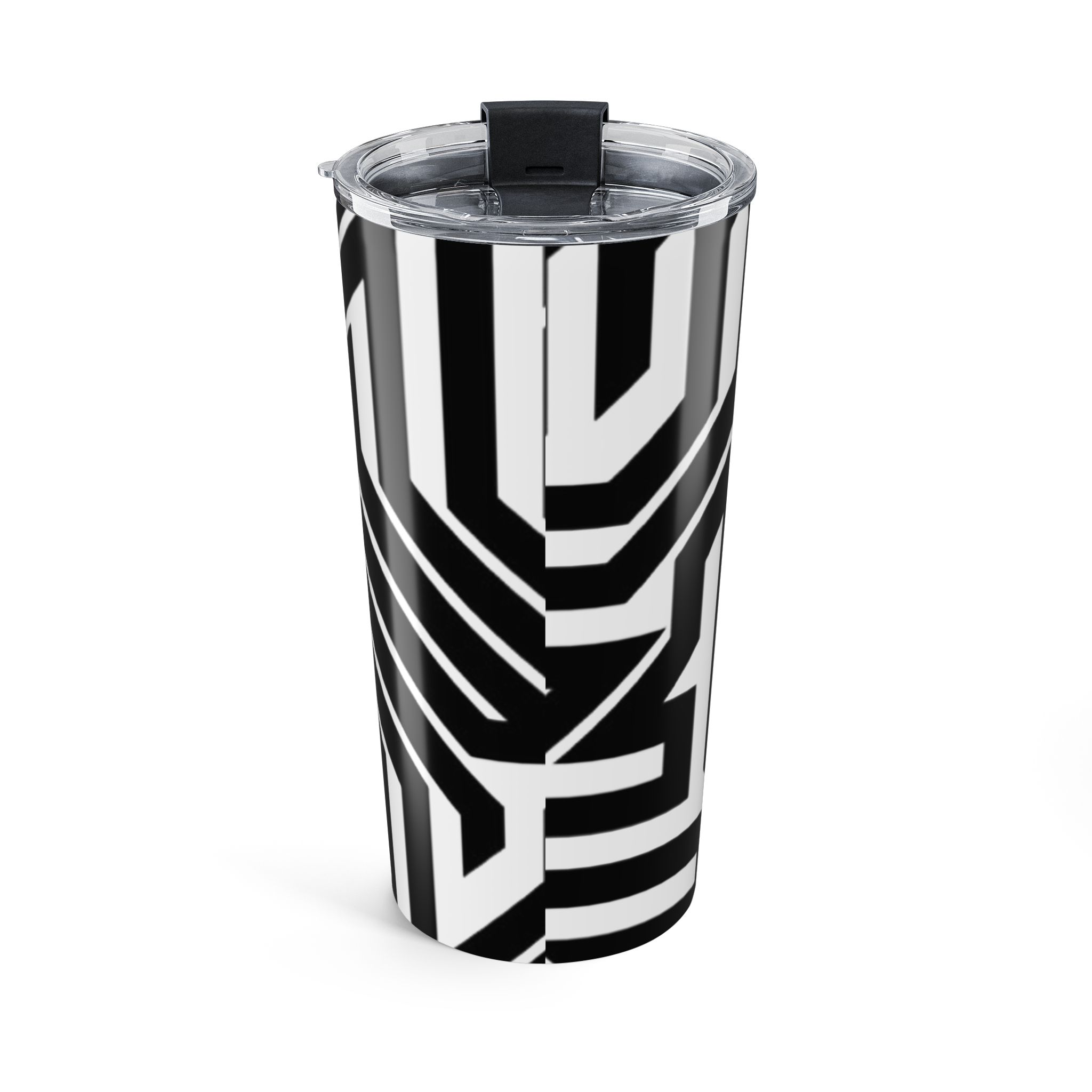 20oz Geometric Black & White Tumbler — Bold Optical Stripe Travel Cup - Image 3