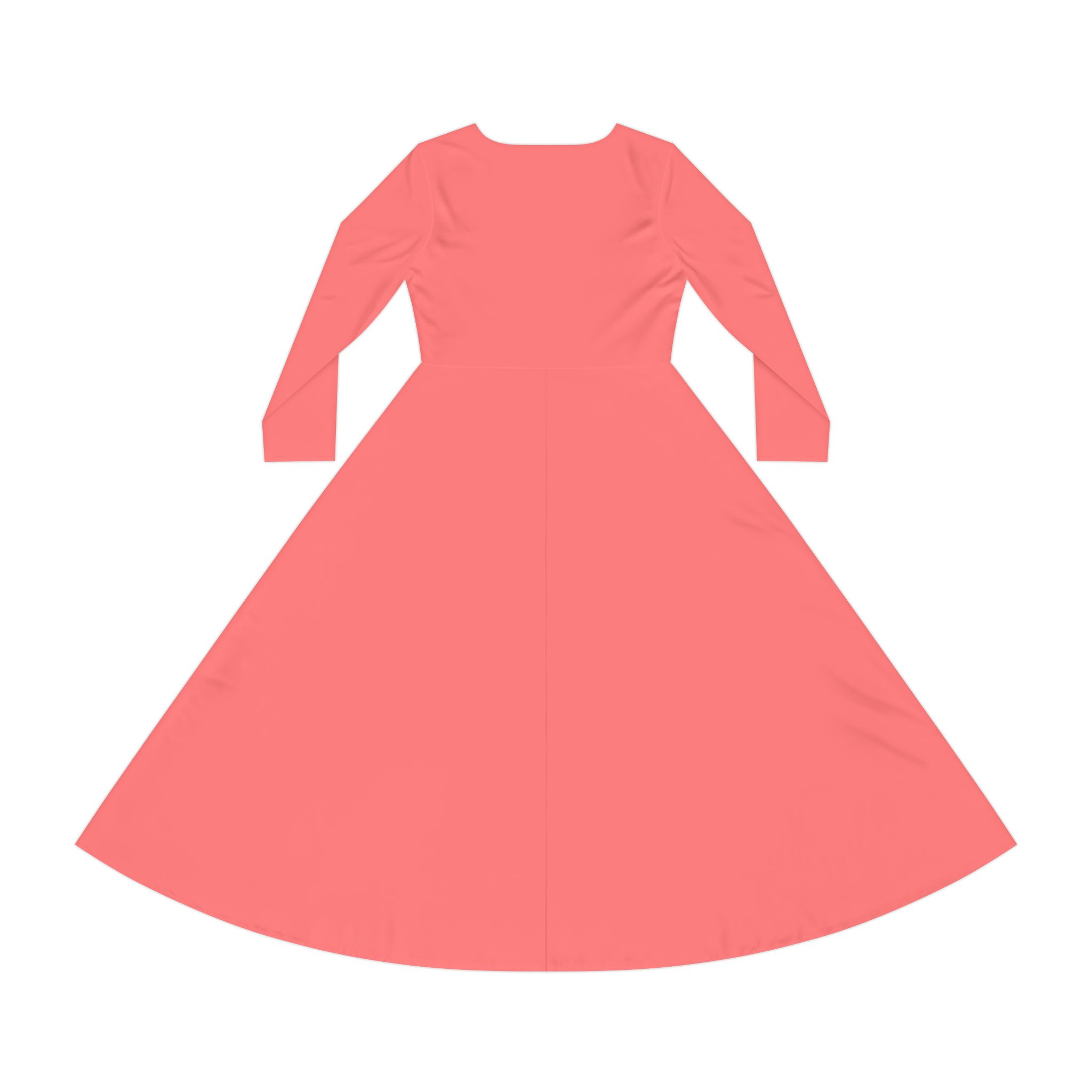 Coral A-Line Maxi for Ballet, Recital & Evening–Women's Long Sleeve Dance Dress - Image 3