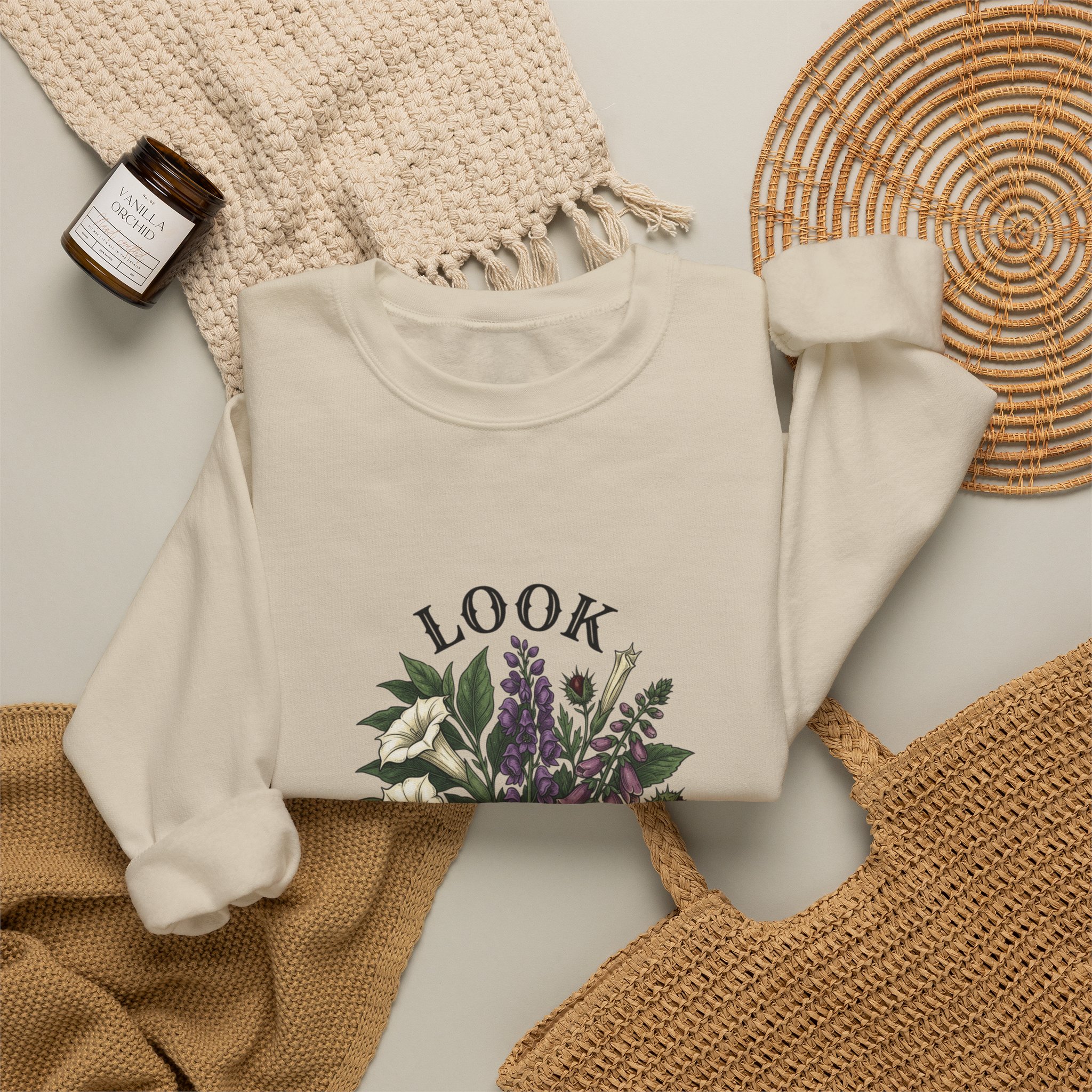 Look Don't Touch sweatshirt | Gothic botanicals floral crest - Image 12