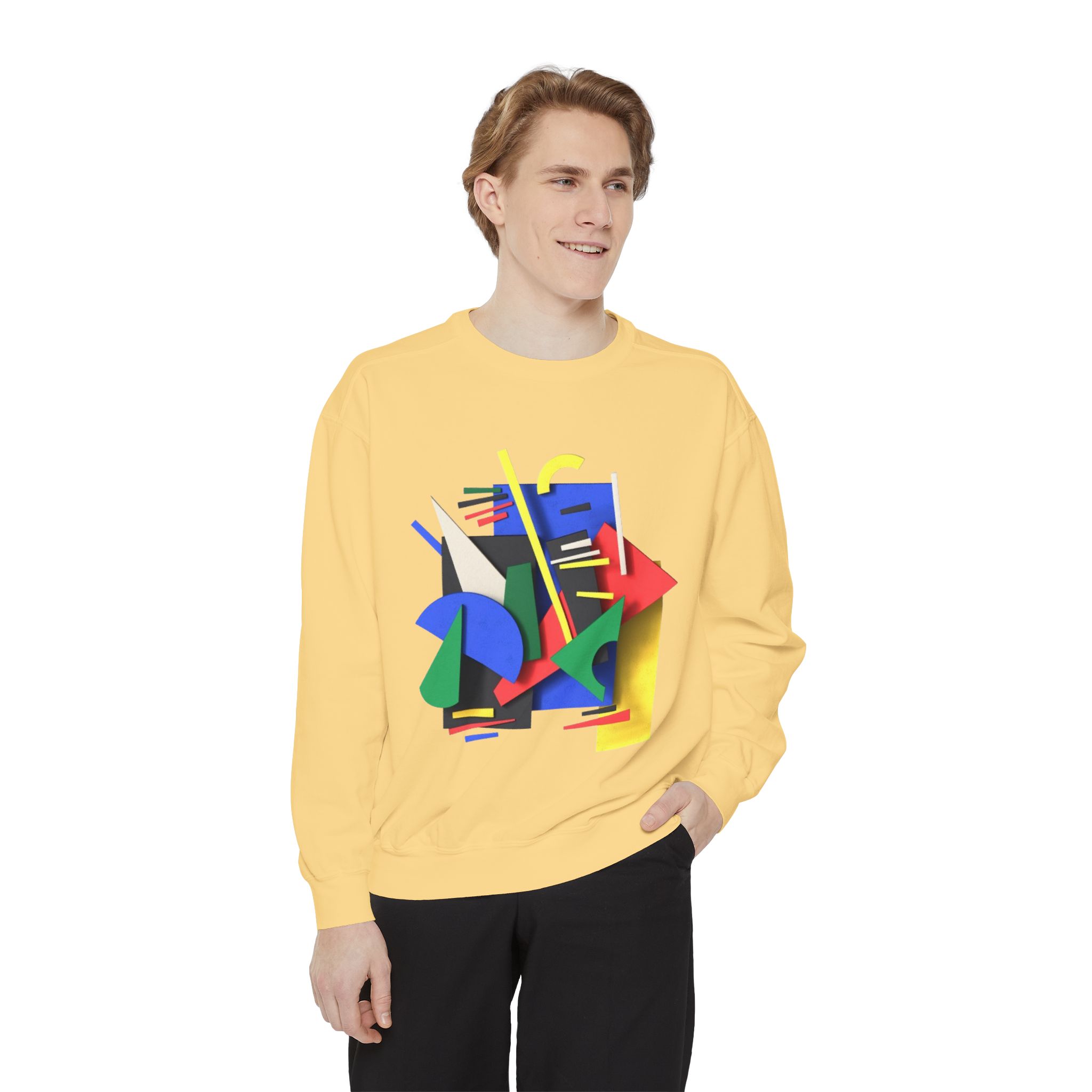 Abstract Geometric Crewneck Sweatshirt — Colorful 80s Retro Art Design - Image 21