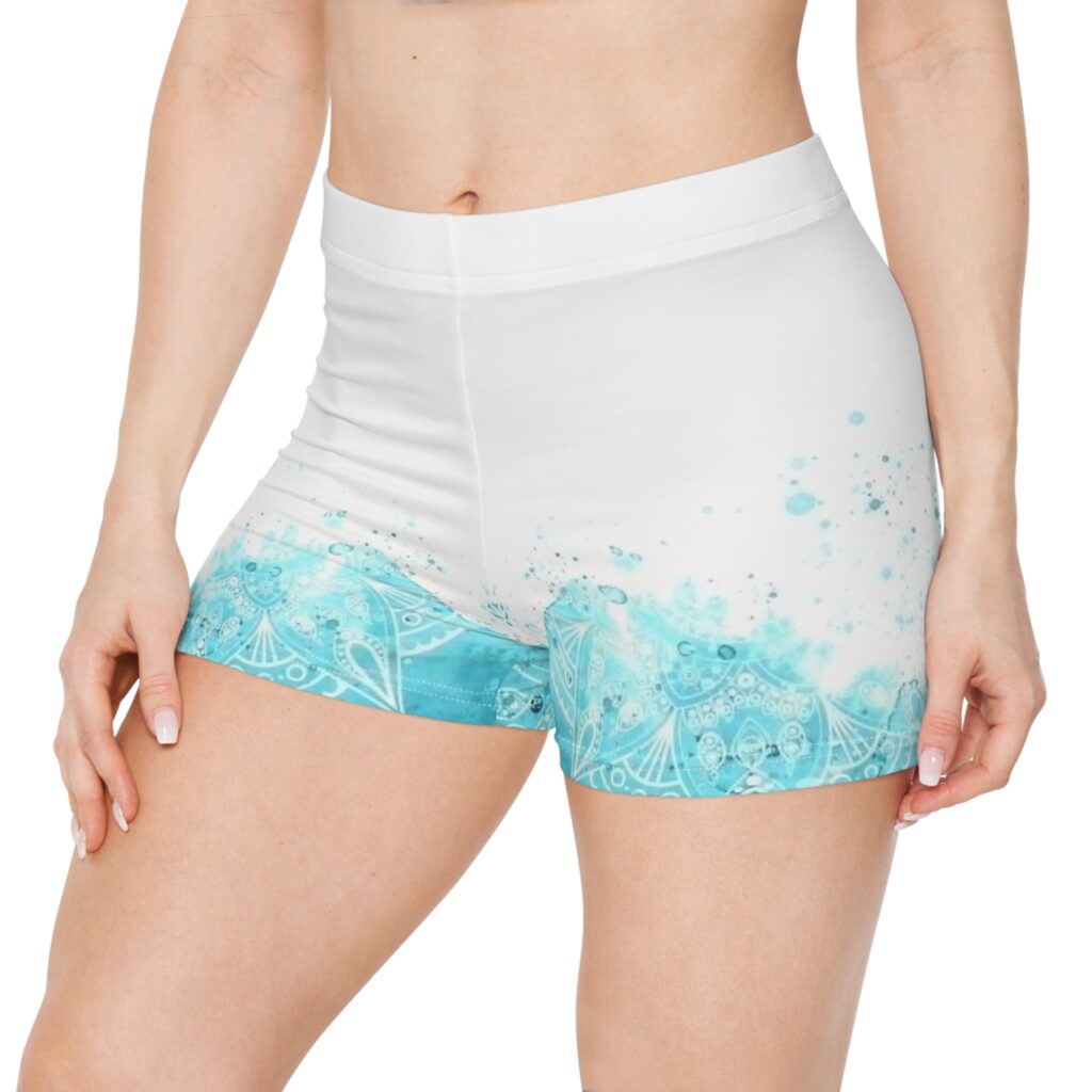 Aqua Mandala Women's Shorts — Boho Teal Watercolor Beachwear