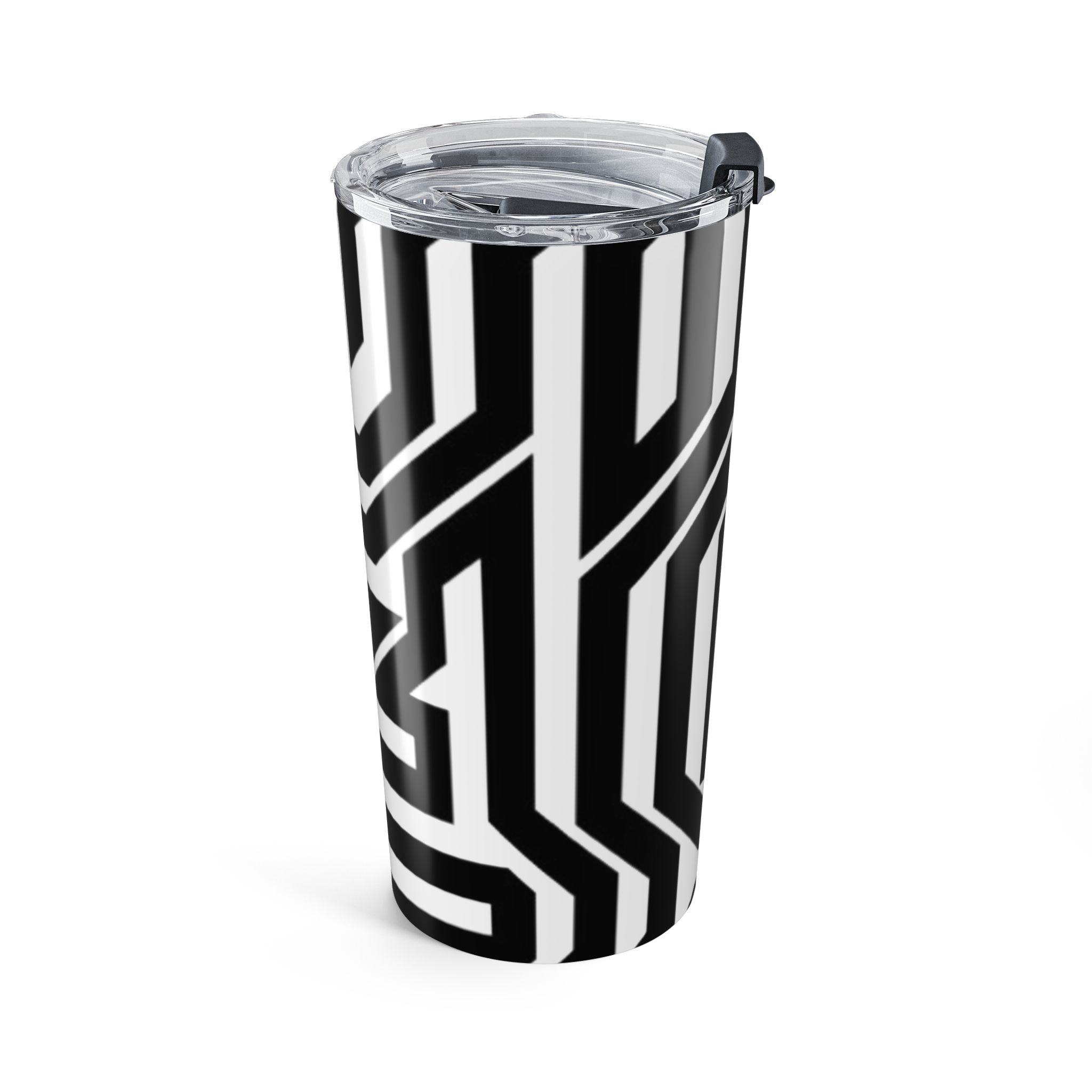 20oz Geometric Black & White Tumbler — Bold Optical Stripe Travel Cup - Image 4