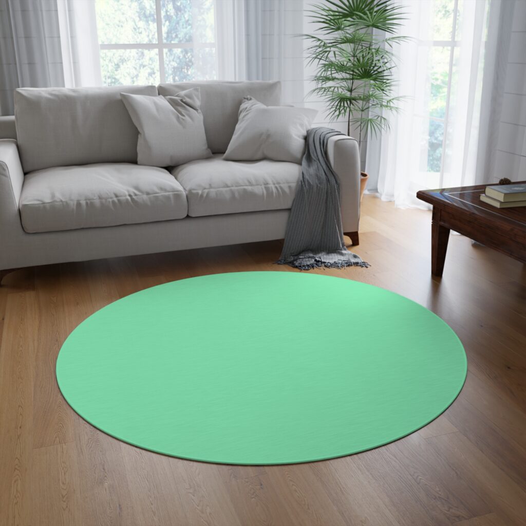 Solid Round Rug — Mint or Gray Minimalist Floor Mat