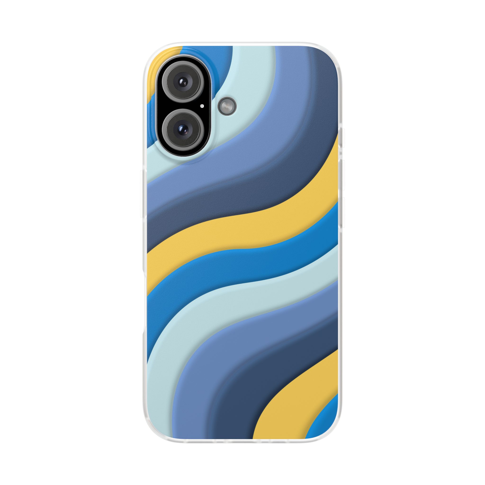 Retro Blue & Yellow Abstract Flexi Case— Wave Pattern Phone Case - Image 89