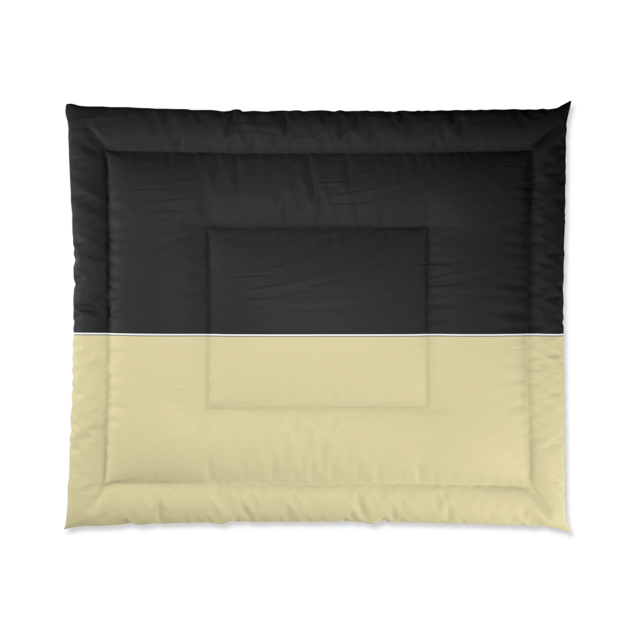 Two-Tone Black and Beige Comforter – Modern Minimalist Bedspread - Image 5