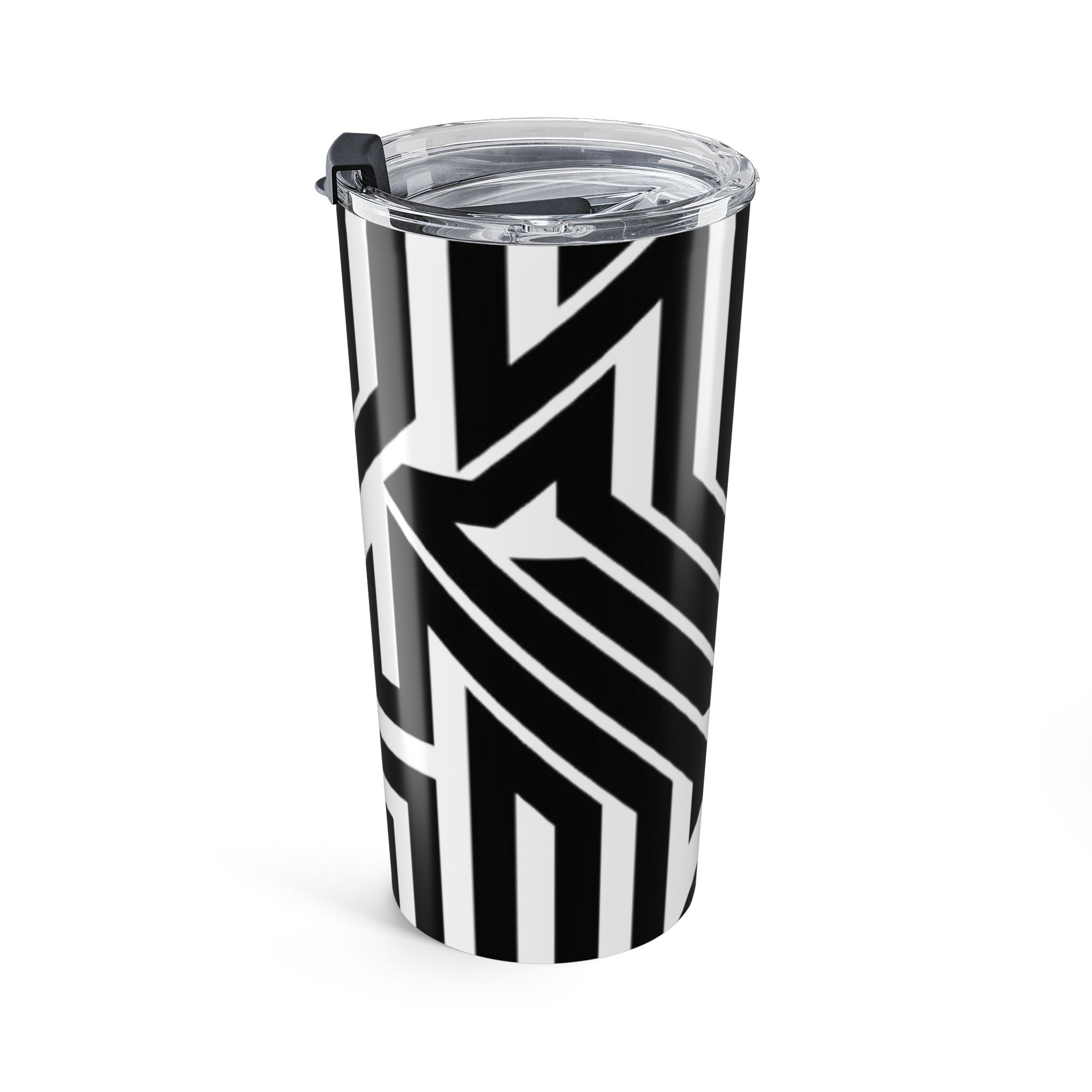 20oz Geometric Black & White Tumbler — Bold Optical Stripe Travel Cup - Image 5