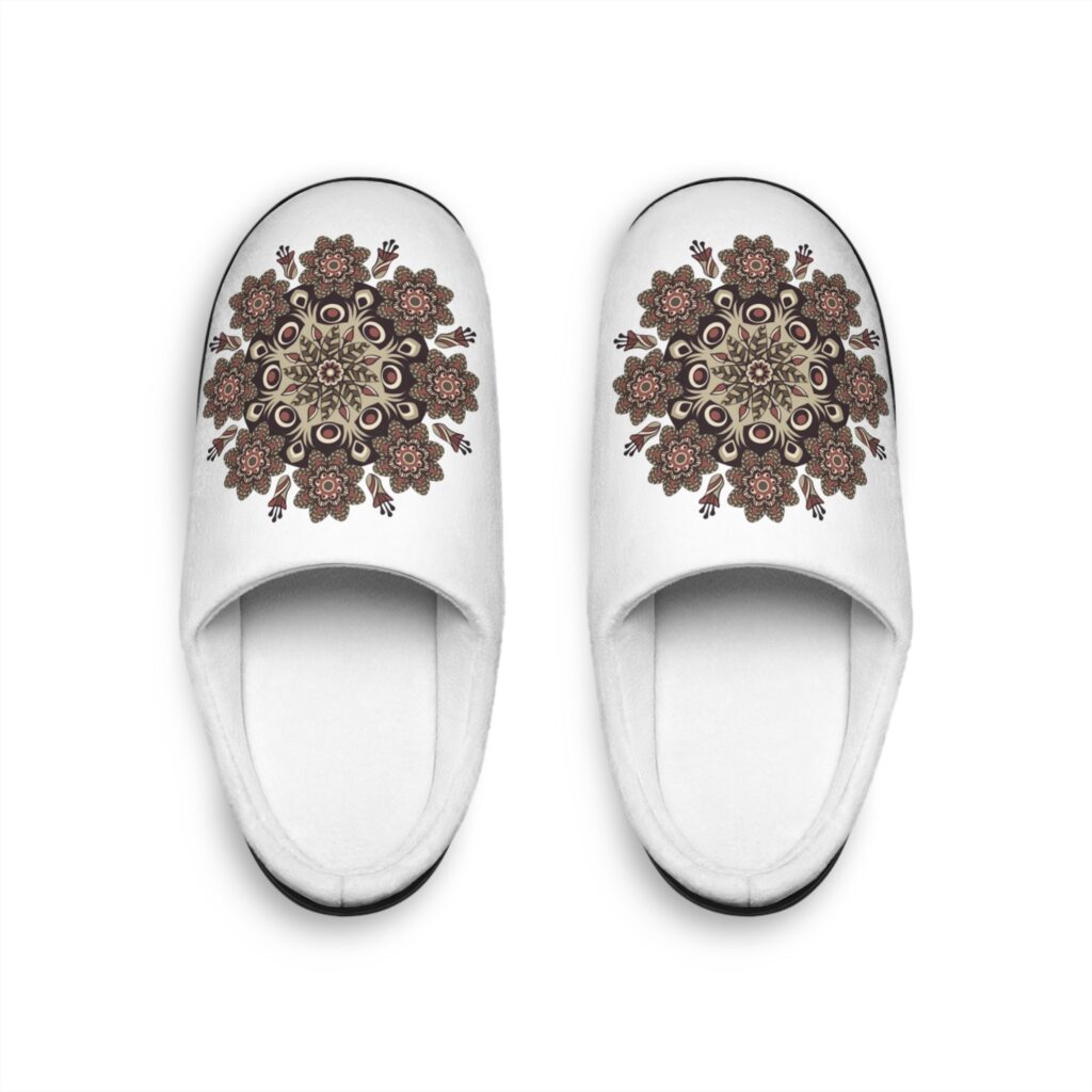 Floral Mandala Women's Indoor Slippers — Cozy Boho Home Shoes