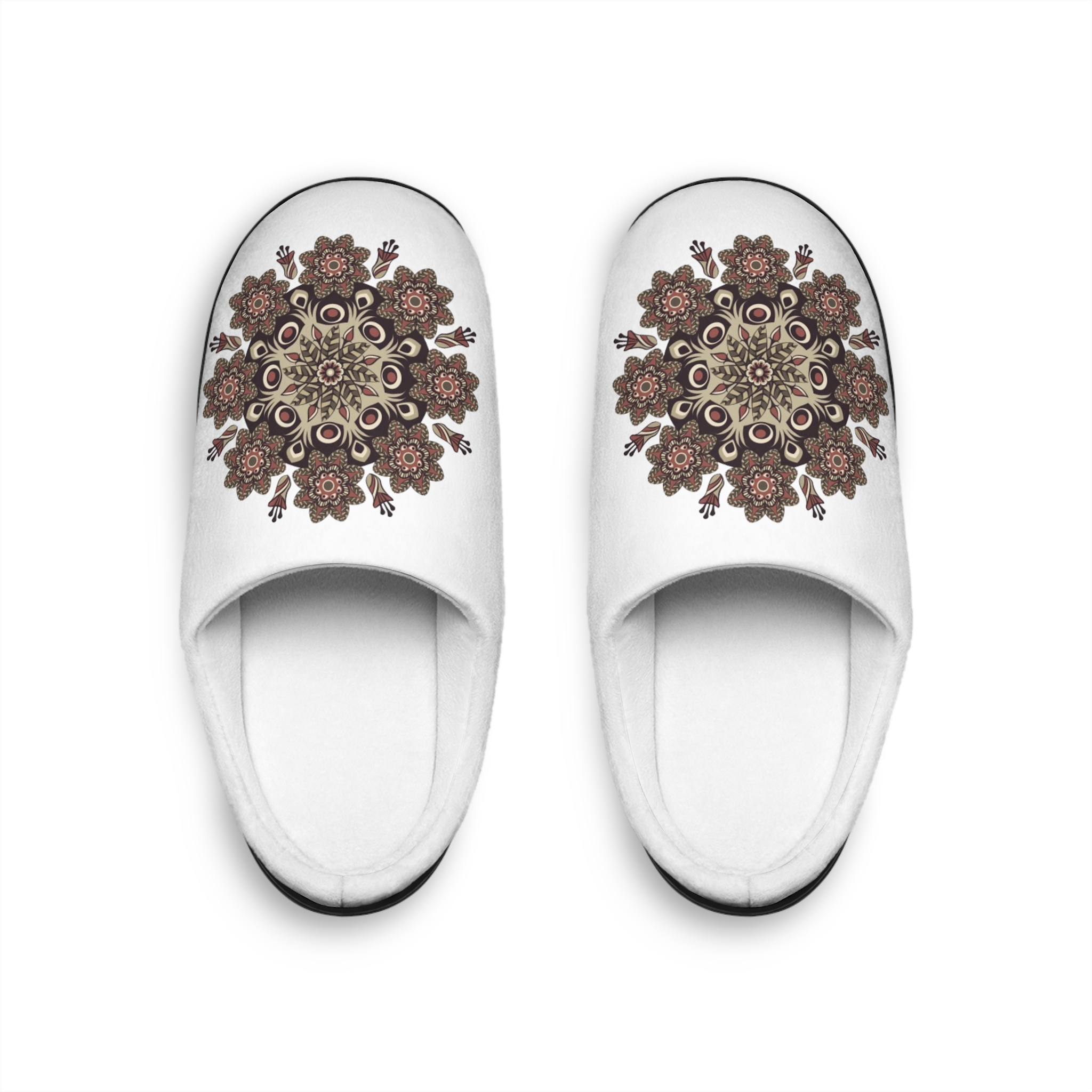 Floral Mandala Women's Indoor Slippers — Cozy Boho Home Shoes