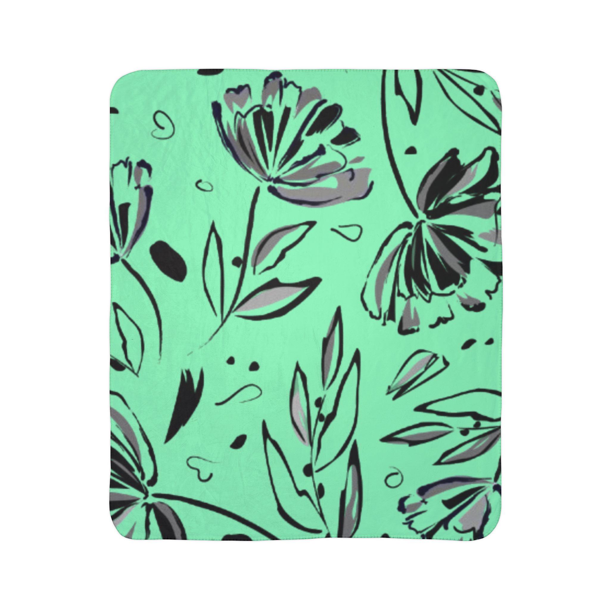 Mint Floral Fleece Sherpa Blanket – Cozy Floral Throw for Home & Gifts - Image 16