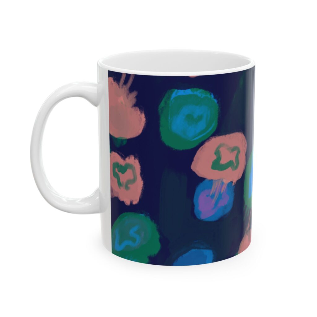 Floral Nightscape Ceramic Mug — Hand-Painted Dark Botanical Coffee Cup (11oz & 15oz)