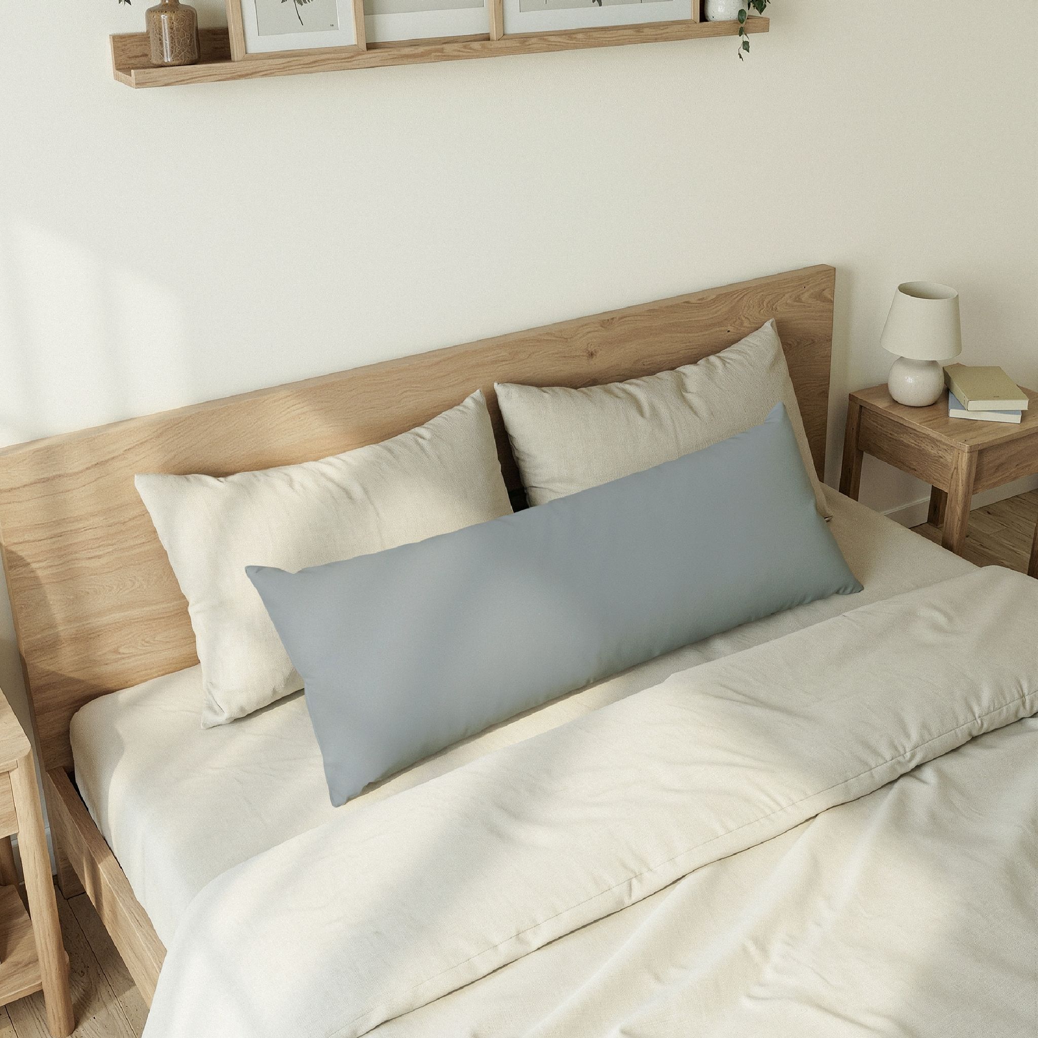 Cooling Grey Body Pillow — Full-Length Support Pillow for Side Sleepers & Pregnancy