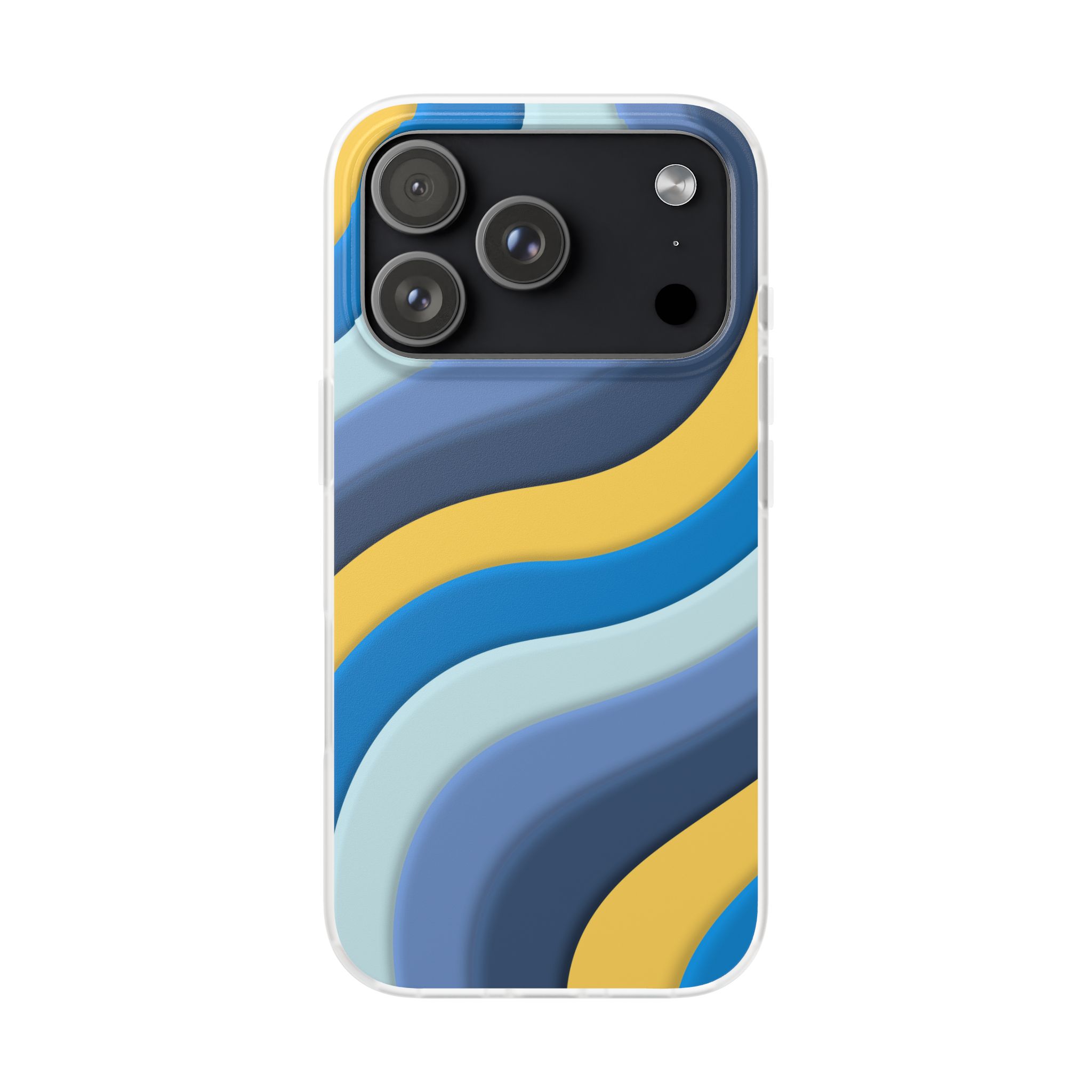 Retro Blue & Yellow Abstract Flexi Case— Wave Pattern Phone Case - Image 111