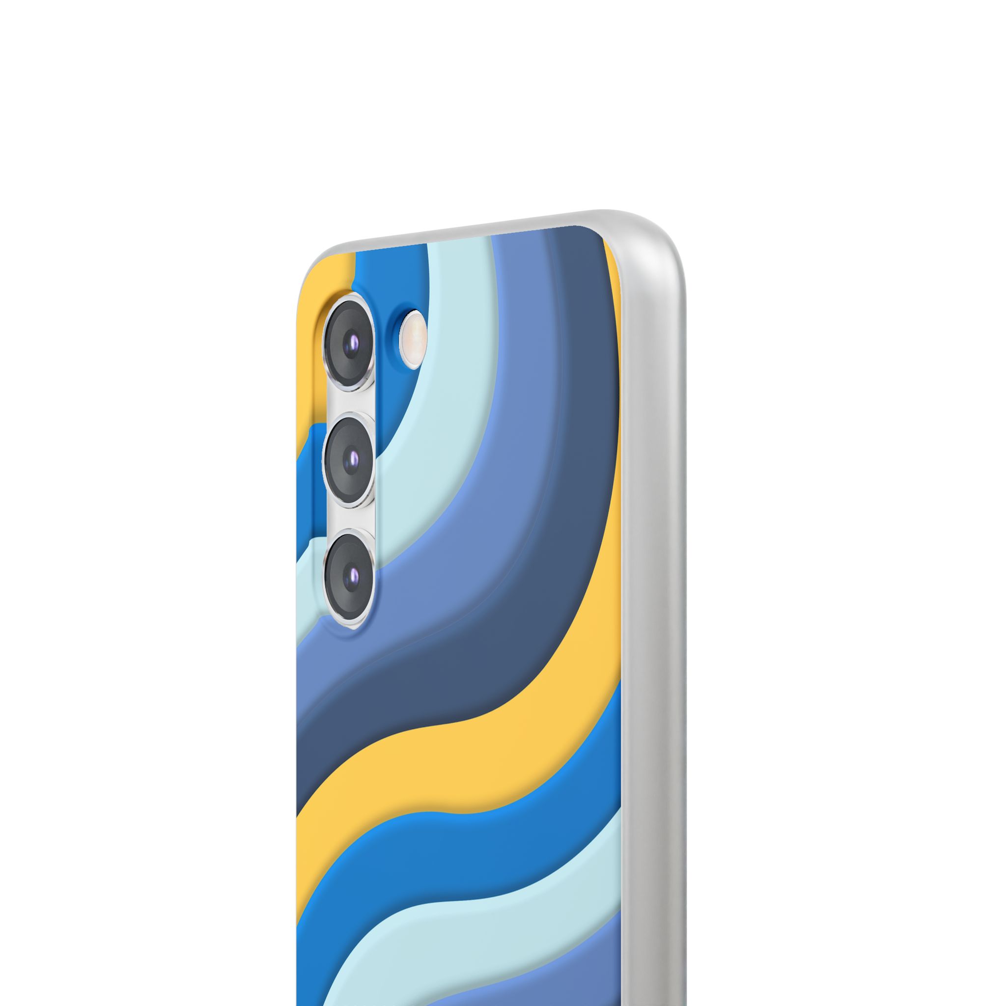 Retro Blue & Yellow Abstract Flexi Case— Wave Pattern Phone Case - Image 56