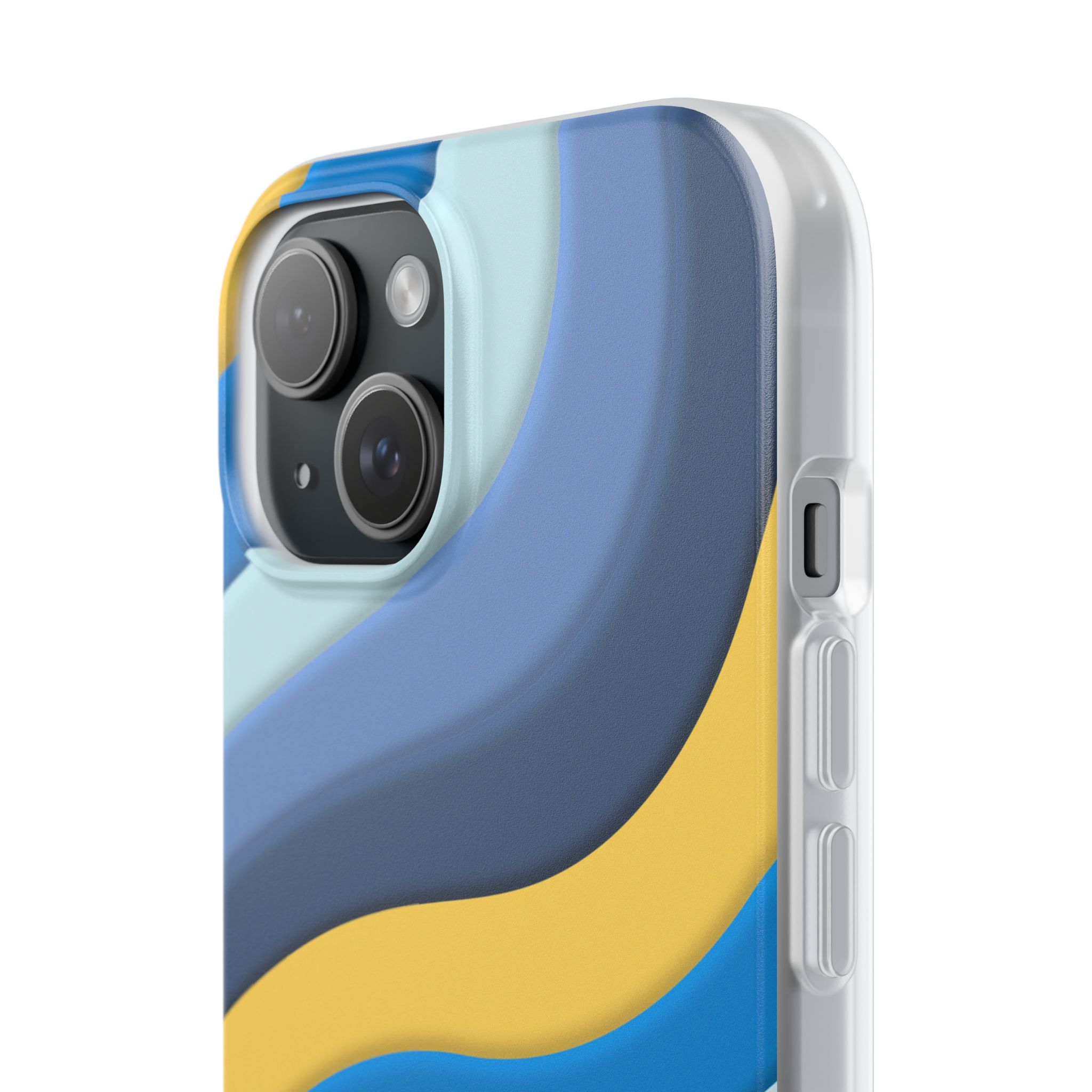 Retro Blue & Yellow Abstract Flexi Case— Wave Pattern Phone Case - Image 70