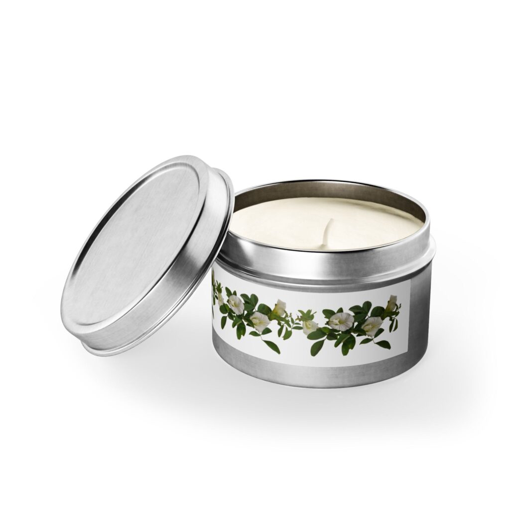 Jasmine Garland Tin Candle — Floral Soy Scented Candle in Travel Tin