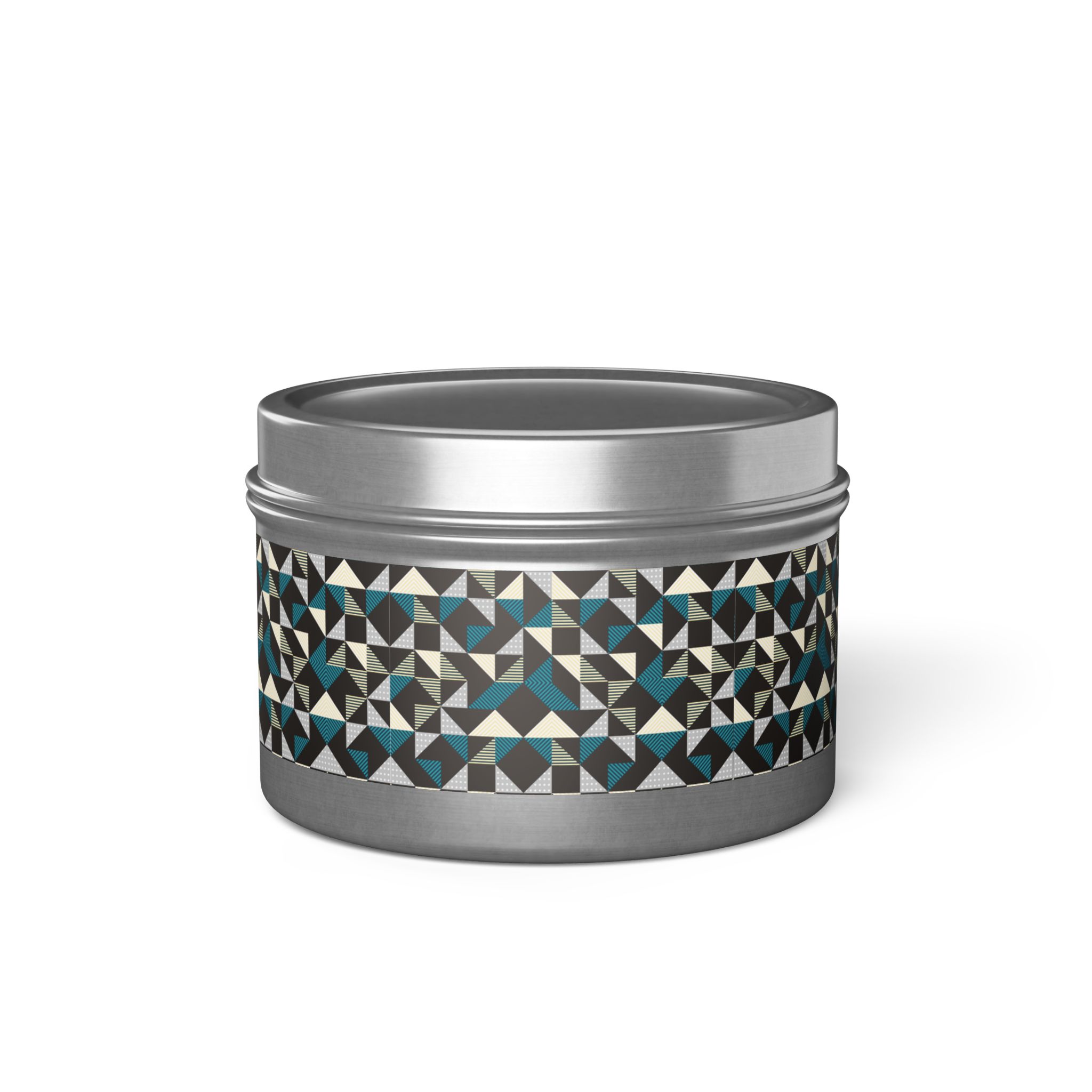 Geometric Triangle Tin Candle — Modern Teal & Grey Scented Candle - Image 67