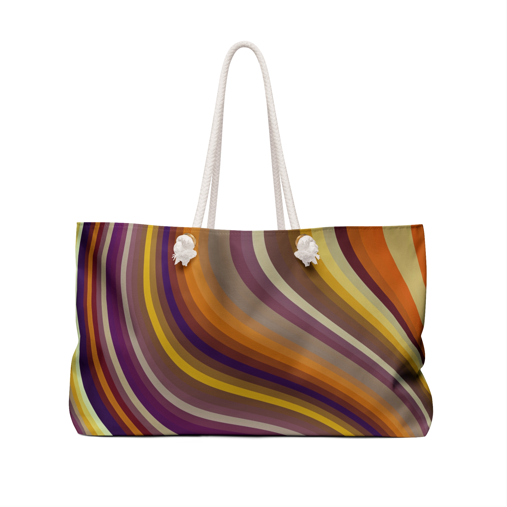 Retro Swirl Weekender Bag — Oversized Travel Tote in Autumn Stripe - Image 2