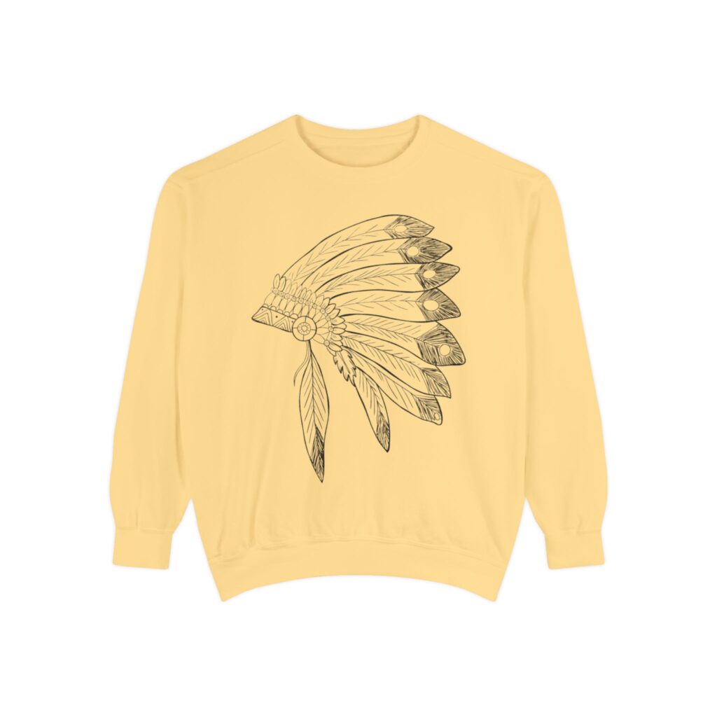 Feathered Headdress Sweatshirt — Hand-Drawn Native-Style Feather Design