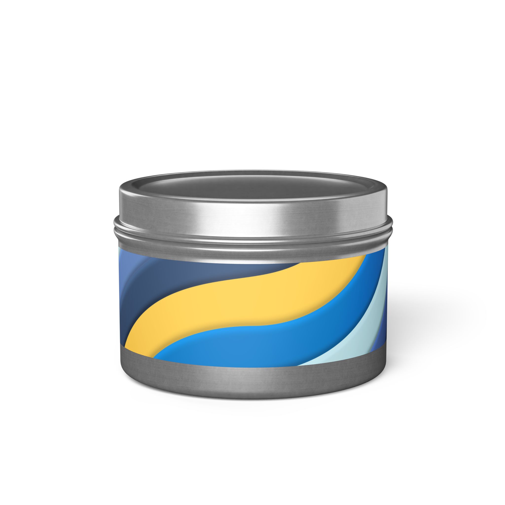 Blue & Gold Wave Tin Candle — Coastal Scented Soy Candle in Travel Tin - Image 21
