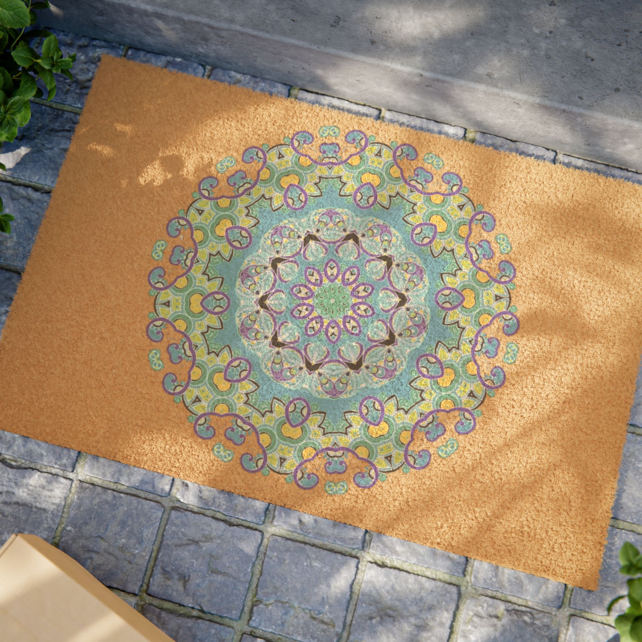 Boho Mandala Doormat – Colorful Turquoise Entry Mat